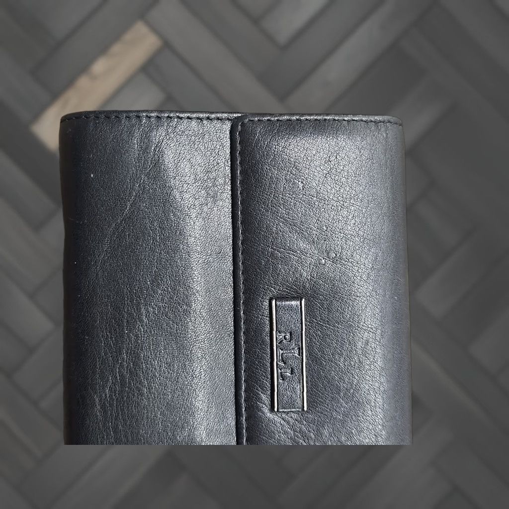 Lauren Ralph Lauren Wallet Bifold Black Nappa Leather Smooth Soft Many Card Slots Women