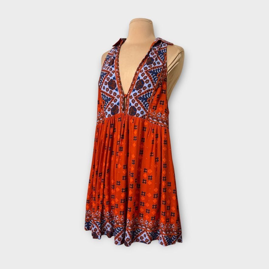 Free People Free People Charlotte Tunic Small Red Rust Boho Sleeveless R Size S / US 4 / IT 40 - 3 Thumbnail