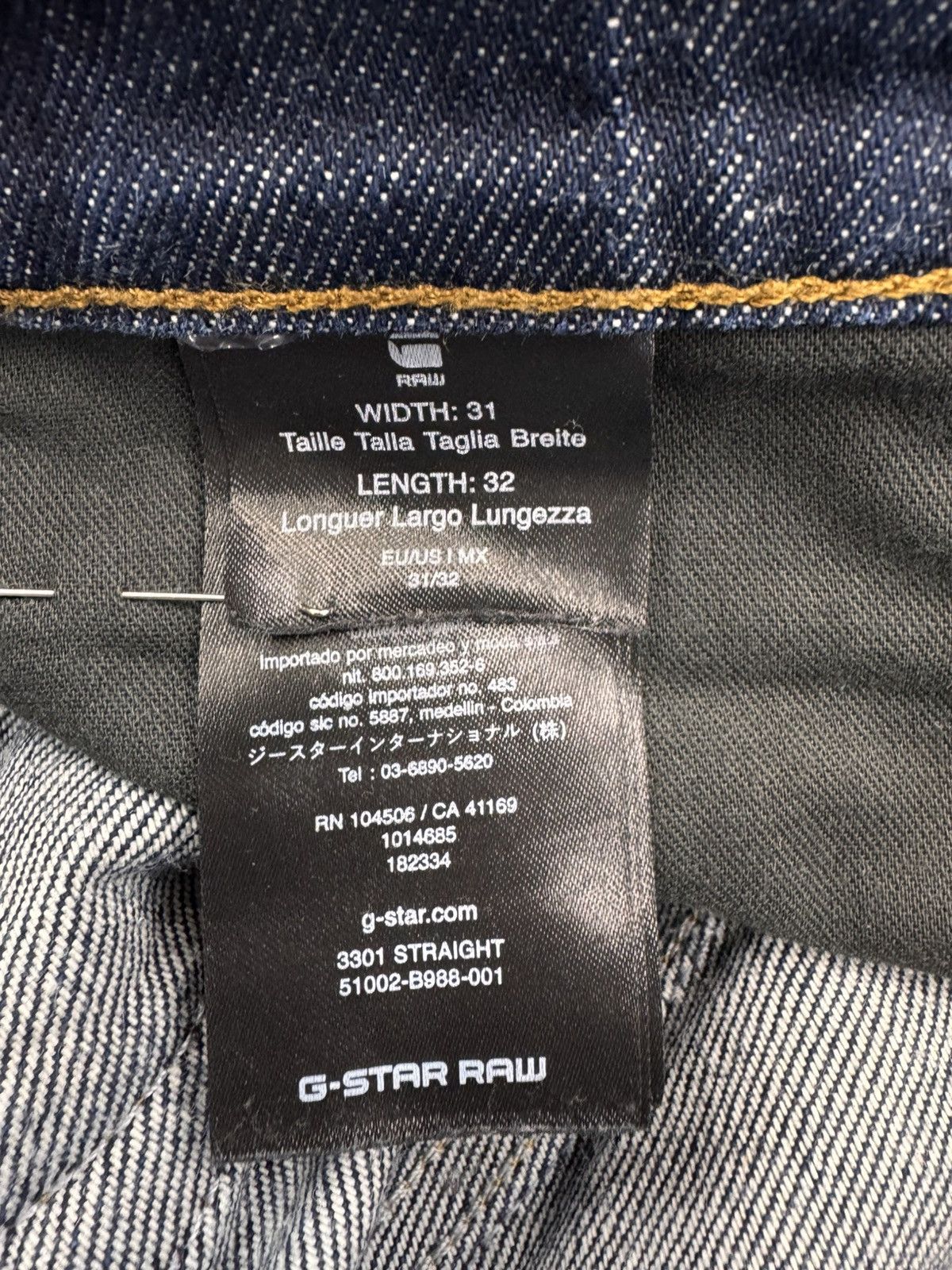 G-Star G-Star Raw Men 3301 Straight Denim Jeans Dark Blue W31 Size US 31 - 10 Thumbnail