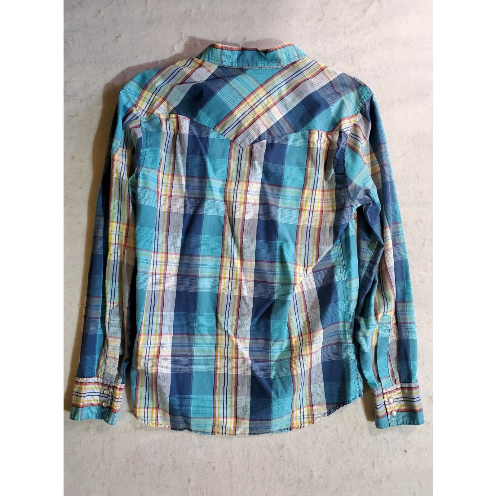 Levi's Levi's Signature Blue Curacao Plaid Western Pearl Snap Shirt Men Size M Size US M / EU 48-50 / 2 - 6 Thumbnail