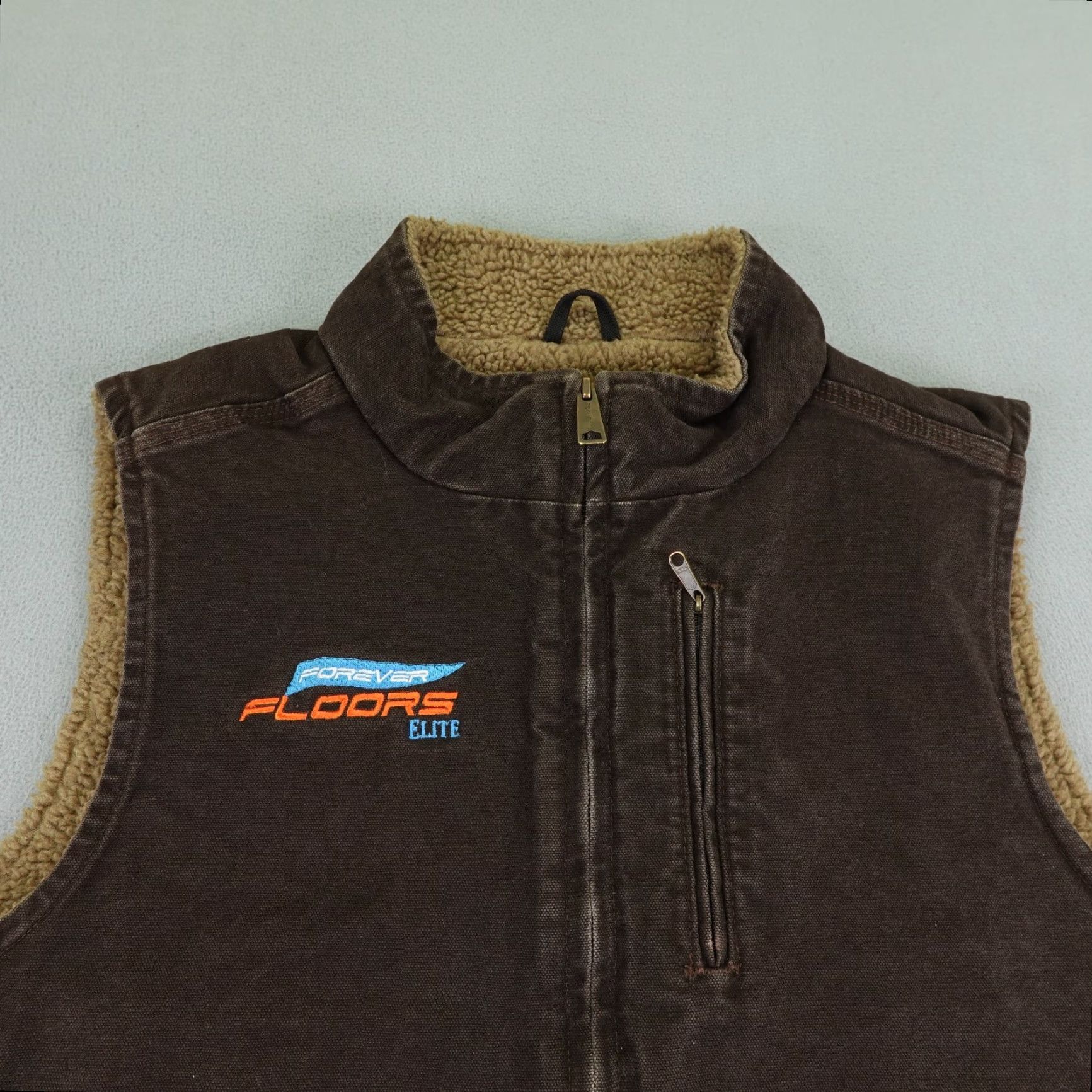 Carhartt Carhartt Vest Mens Large Brown Sandstone Sherpa Lined Mock Neck Canvas Zip Up Size US L / EU 52-54 / 3 - 2 Thumbnail