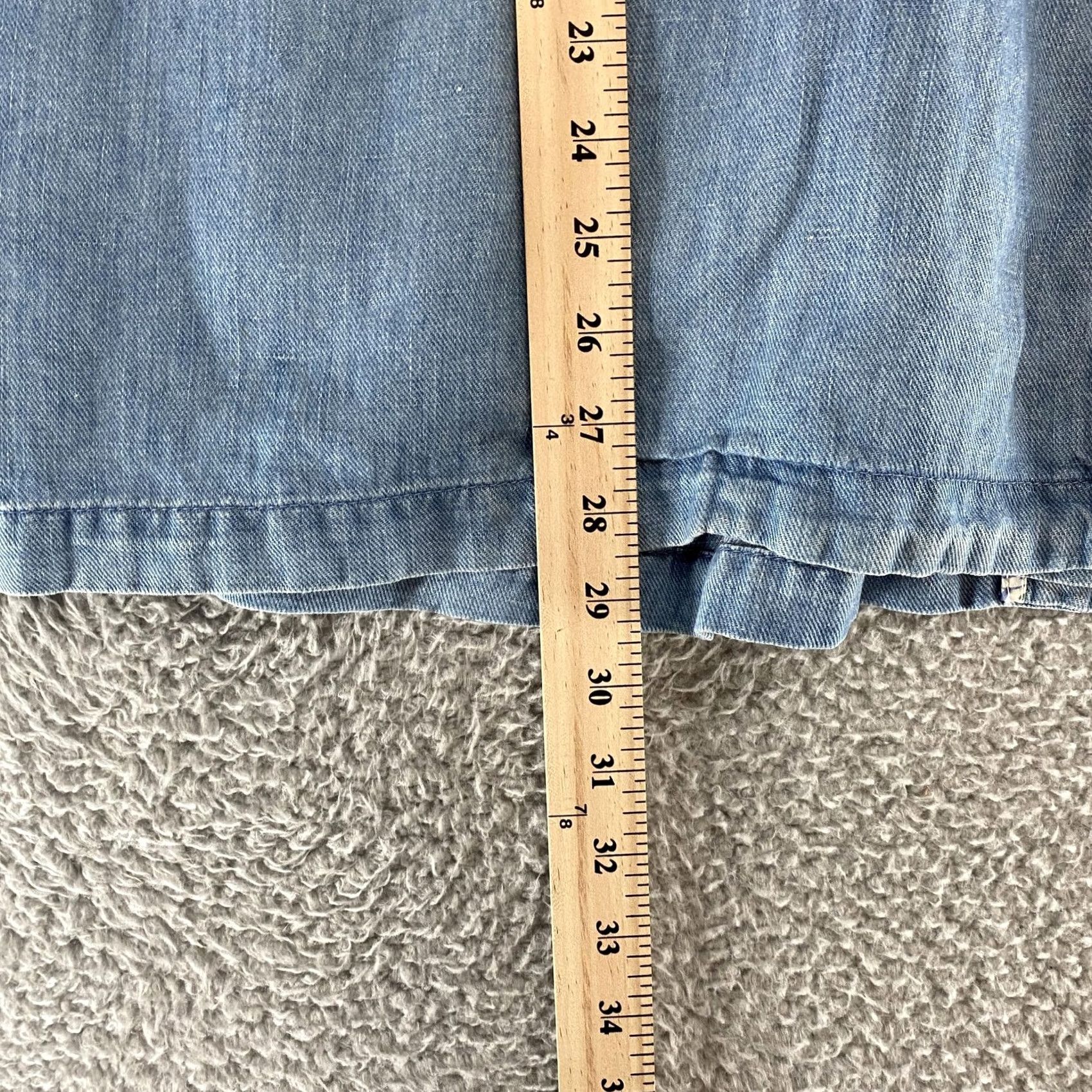 J. Jill J Jill Denim Blazer Womens XL Petite Light Blue Two Button Chambray Linen Jacket Size XL / US 12-14 / IT 48-50 - 4 Thumbnail