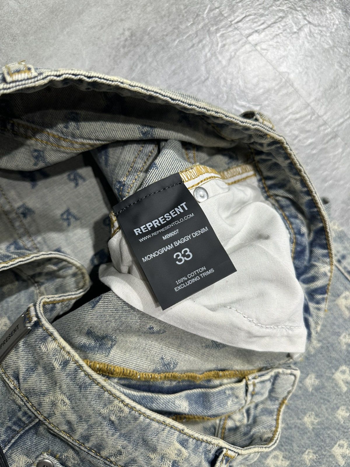 Represent Clo. Represent R3 Monogram Baggy Denim - Stone Wash Size US 33 - 7 Thumbnail