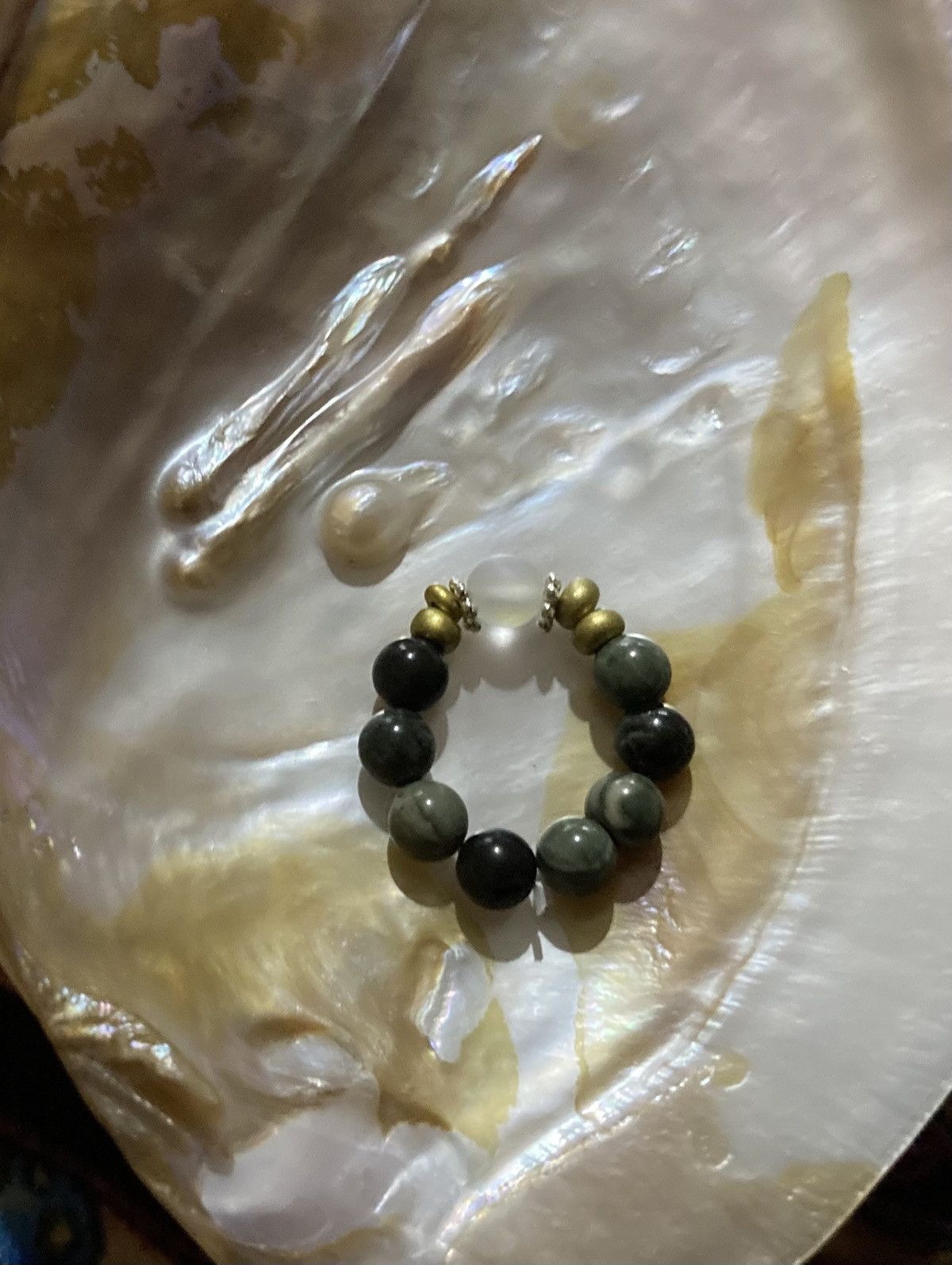 Other Green marble stone beaded ring Size ONE SIZE - 1 Preview