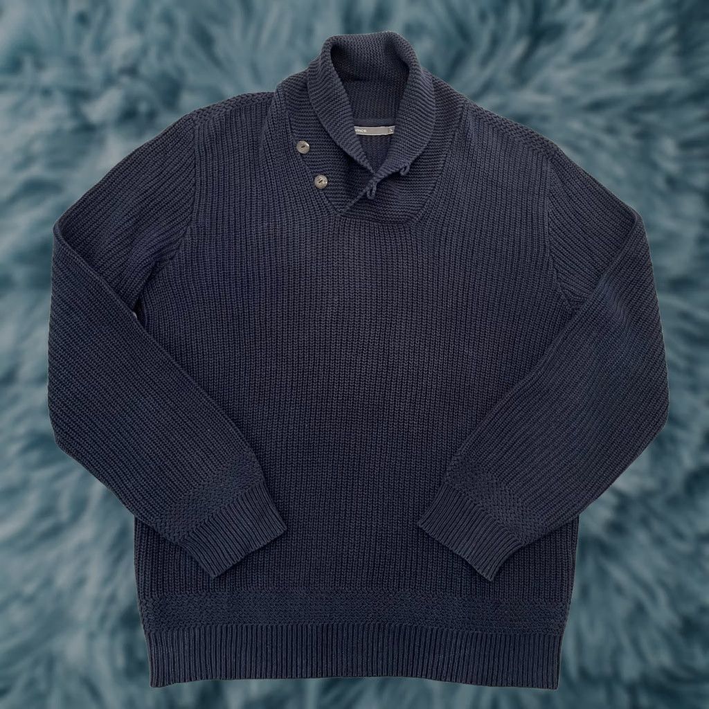 Vince Vince Sweater Adult Large Blue Linen Cotton Shawl Collar Pullover Knit Mens L Size US L / EU 52-54 / 3 - 1 Thumbnail