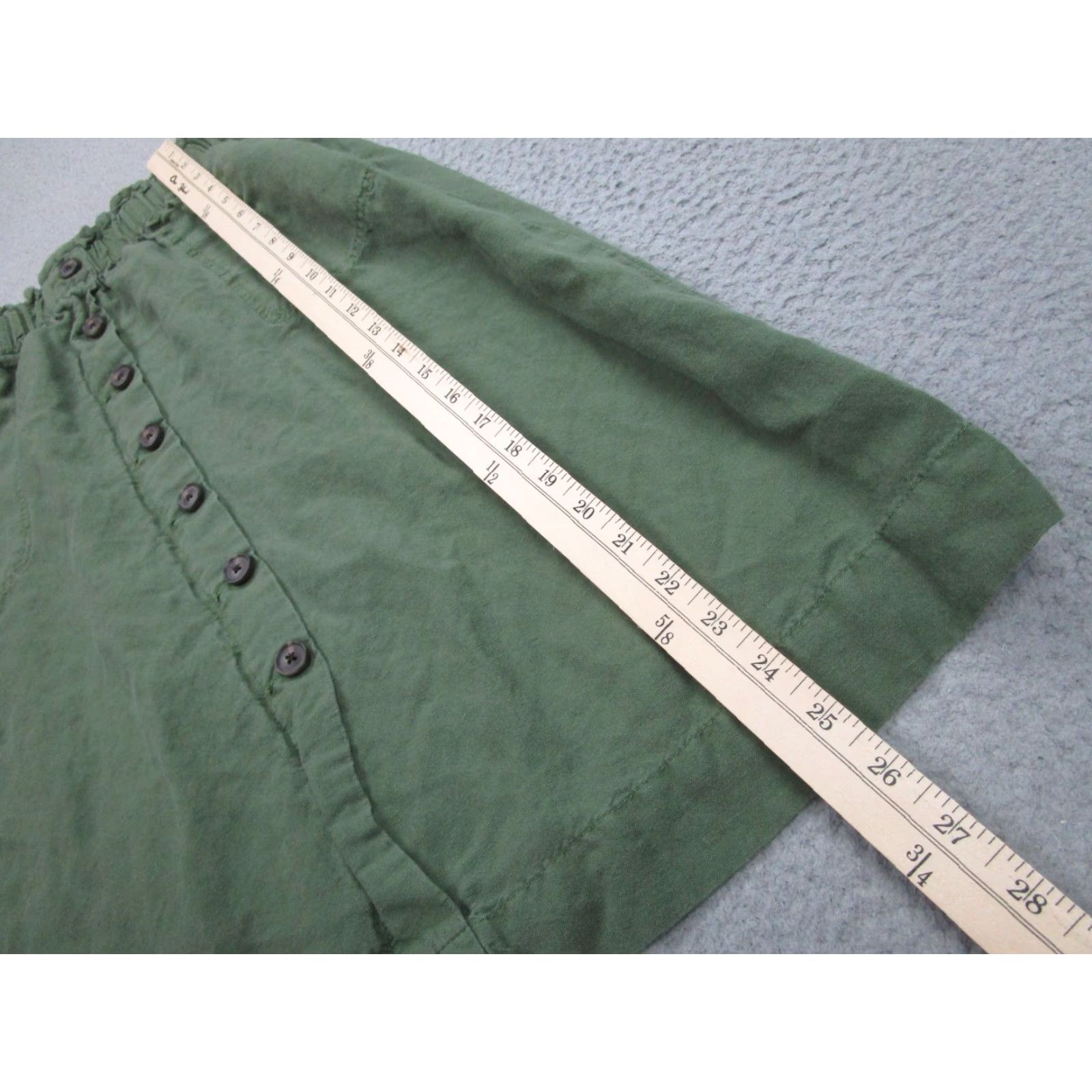 Madewell Madewell Skirt Womens XS Green Linen Button A-Line Elastic Waist Cottagecore Size 26" / US 2 / IT 38 - 3 Thumbnail