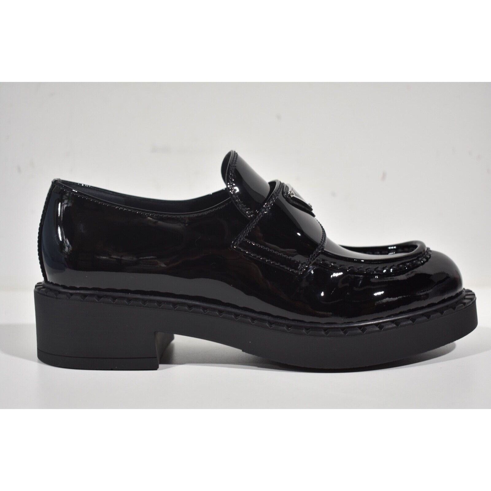 Prada Prada Chocolate Black Patent Leather Silver Logo Platform Size US 11.5 / IT 41.5 - 2 Thumbnail