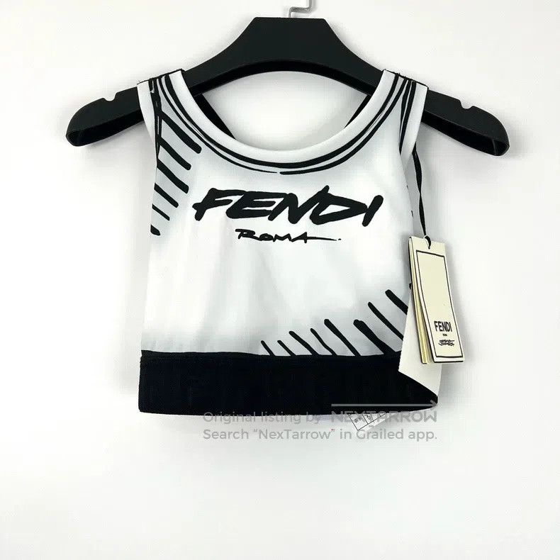 Fendi Fendi Black and White Grass Script Letter Sports Vest Size XXS / US 00 / IT 34 - 1 Thumbnail