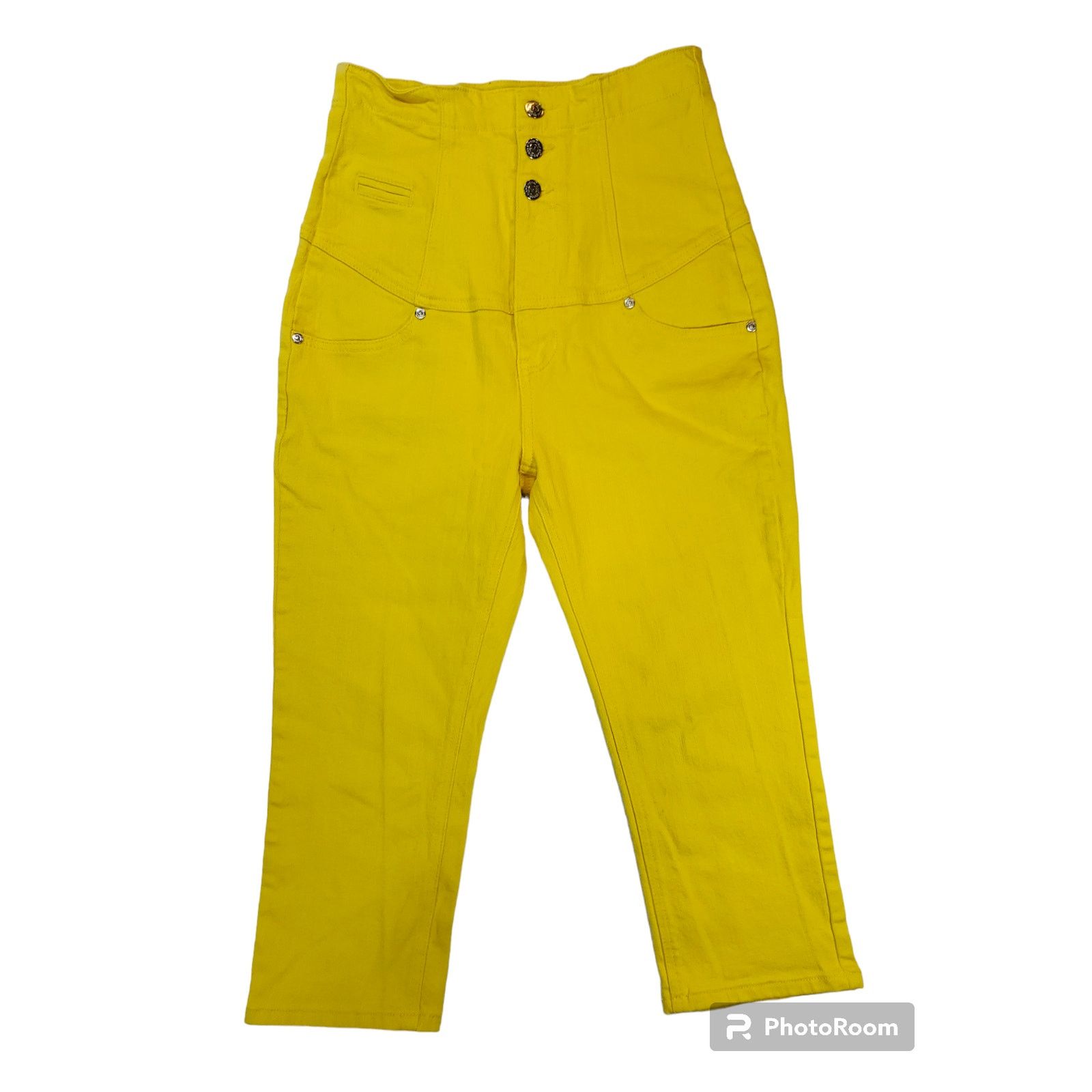 Other Virgin Only | Yellow, High Waist, Cropped Pants | Size 6/7 Size 27" / US 4 / IT 40 - 1 Thumbnail