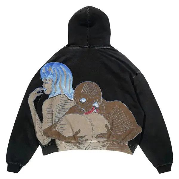 VIBE Vintage Streetwear Skeleton Graphic Hoodie Punk Gothic Style Size US M / EU 48-50 / 2 - 8 Thumbnail