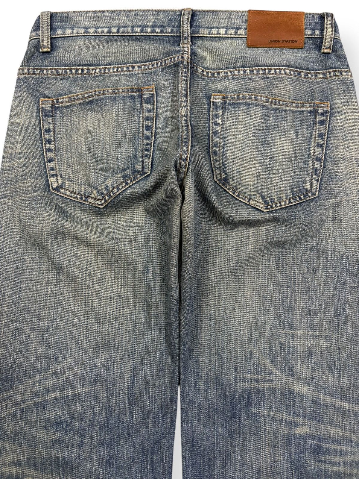 Japanese Brand Vintage Union Station Mud Washed Whiskers Distressed Jeans Size US 32 / EU 48 - 8 Thumbnail