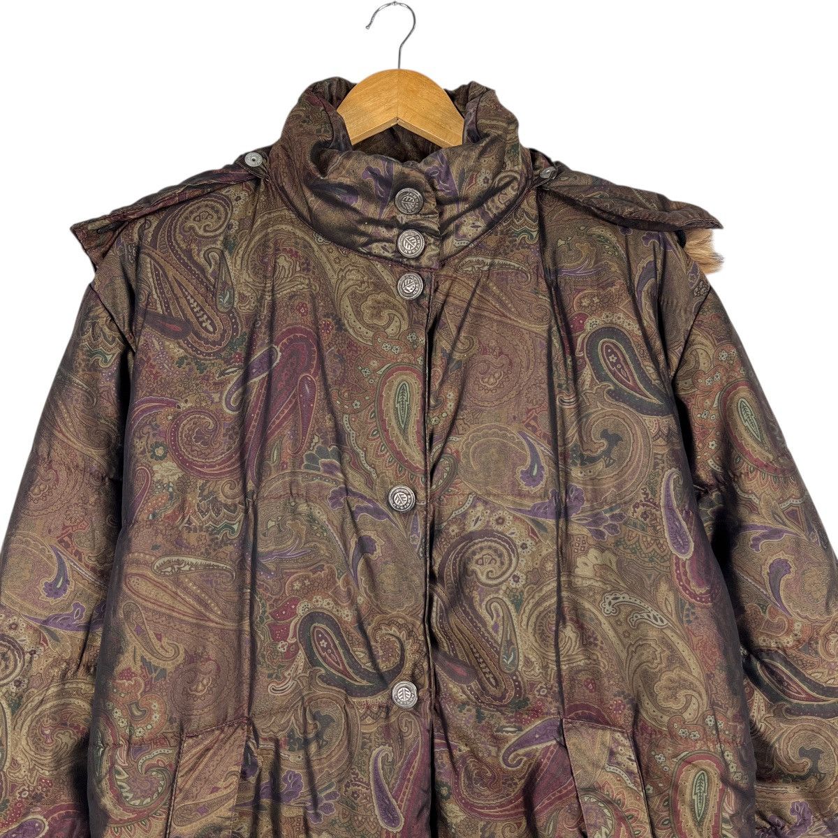 Artisan Outfitters 🔥Artisan Fur Trim Paisley Light Puffer Jacket Made In Italy Size M / US 6-8 / IT 42-44 - 6 Thumbnail