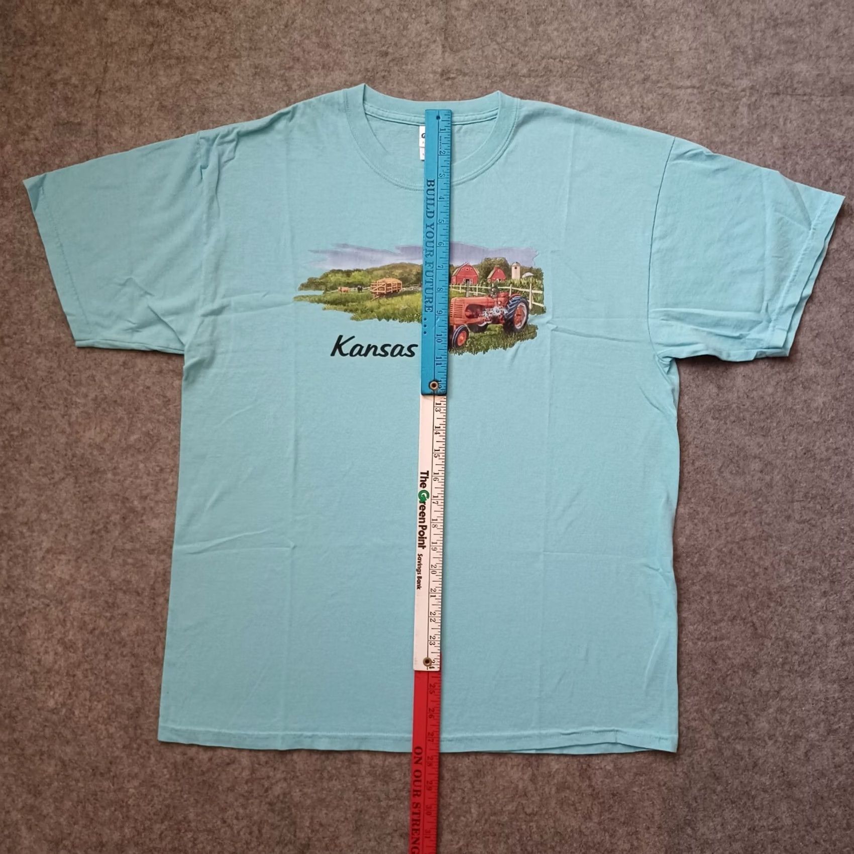 Gildan Kansas Mens T Shirt Size Large Blue State Farm Graphic Logo Short Sleeve Size US L / EU 52-54 / 3 - 7 Thumbnail