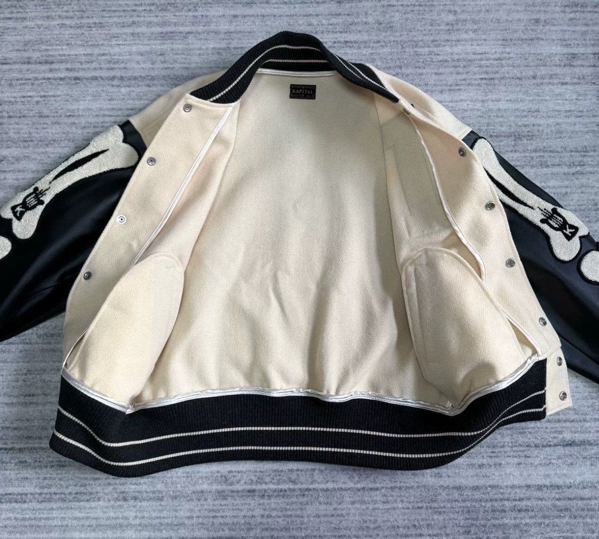 Kapital Kapital Leather Sleeve Skeleton Baseball Jacket Jacket Size US S / EU 44-46 / 1 - 4 Thumbnail