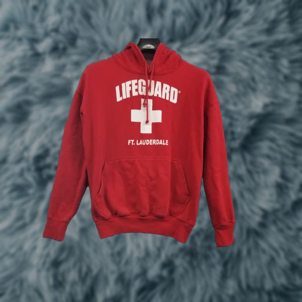 Vintage LIFEGUARD Hoodie Red Ft Lauderdale L Adult Unisex Large Size Sweater Size L / US 10 / IT 46 - 1 Thumbnail