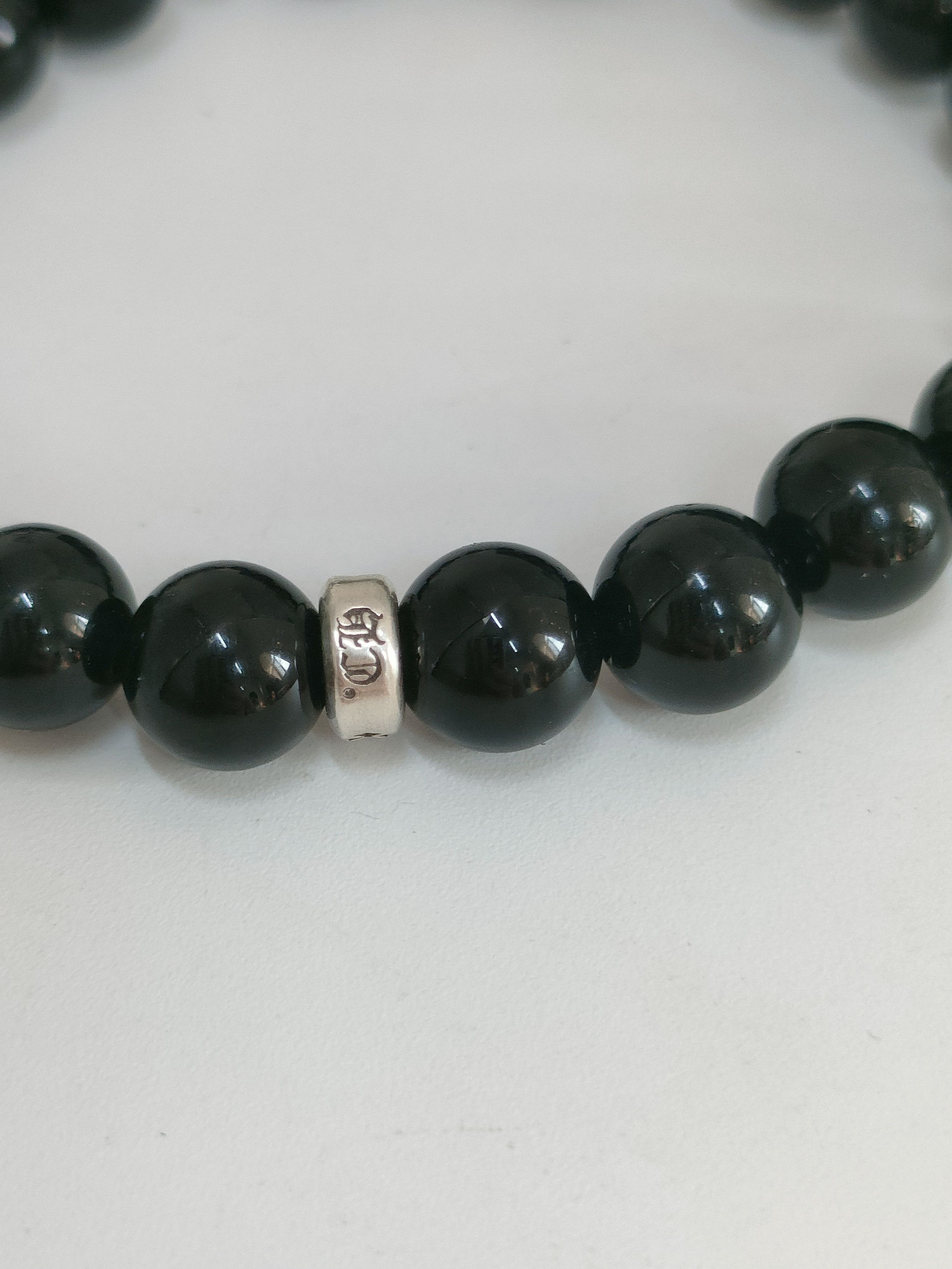 Chrome Hearts Chrome Hearts 8mm Obsidian 4 Silver Cross Bracelet Size ONE SIZE - 7 Thumbnail