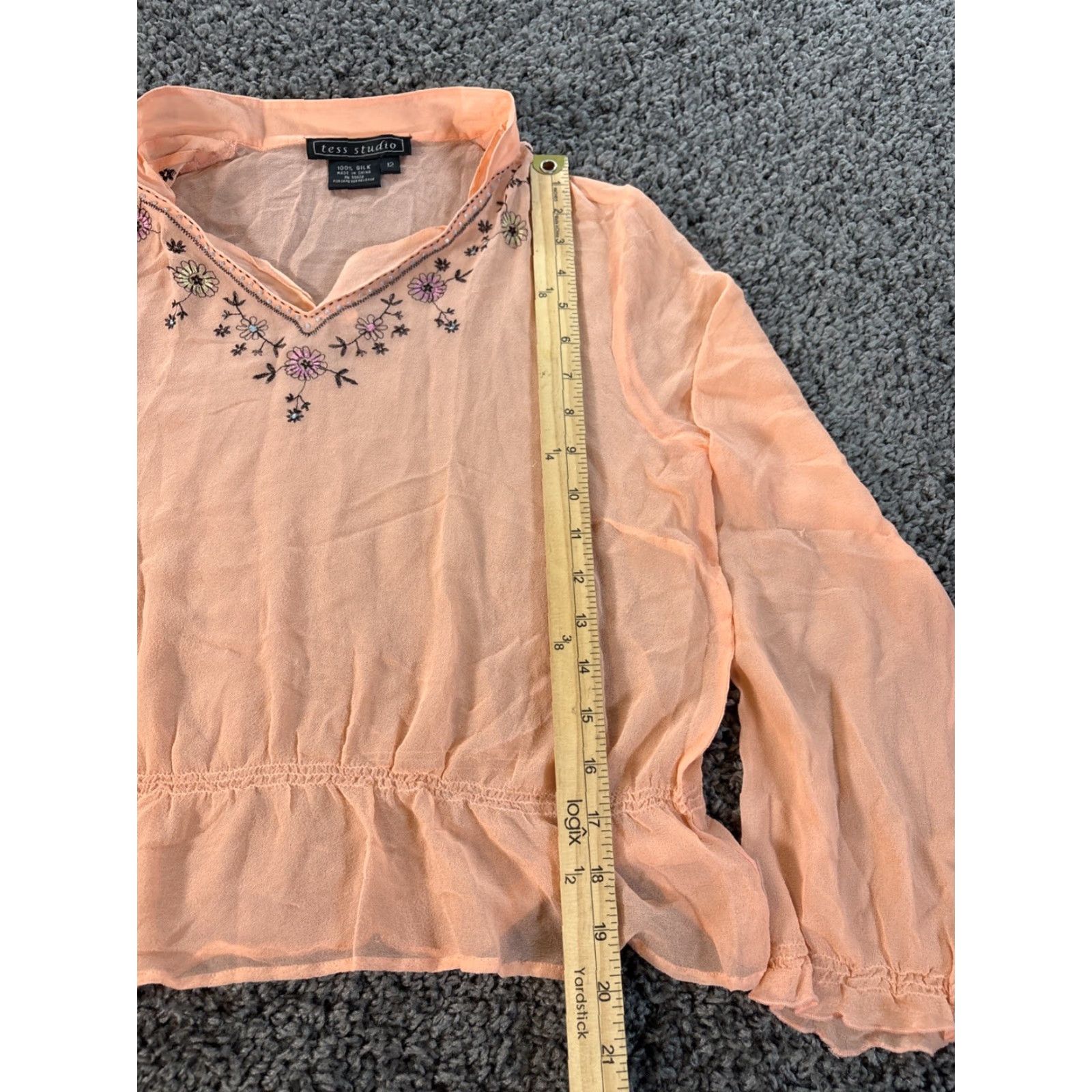 Vintage VINTAGE Studio Blouse Women's Large Pink Silk Sheer Embroidered Floral Fairy L Long Sleeve V-Neck Mens? Womens Size L / US 10 / IT 46 - 2 Thumbnail