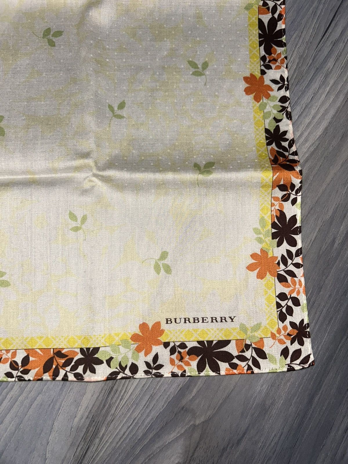 Burberry Burberry Orange & Brown Floral Border Cotton Handkerchief Size ONE SIZE - 5 Thumbnail