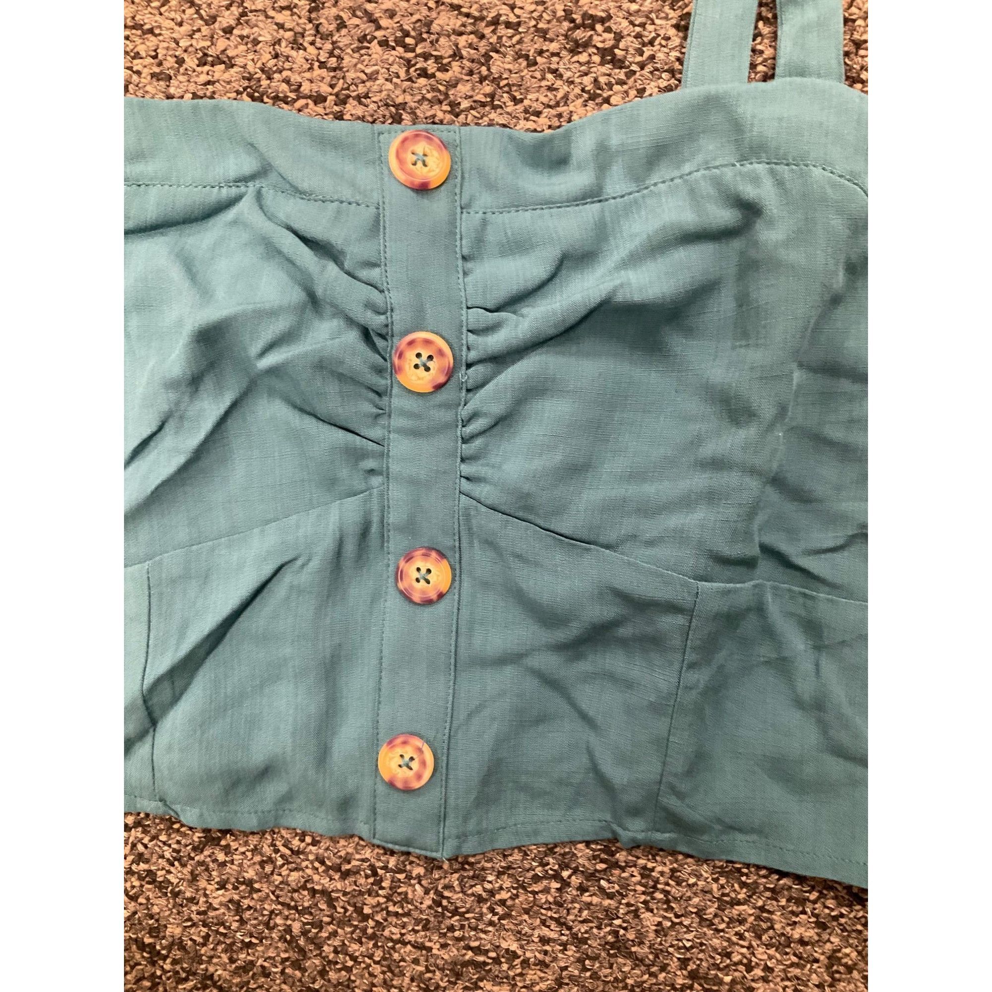 Other Womens Teal Cropped Button-Front Top With Adjustable Straps Size XL / US 12-14 / IT 48-50 - 5 Thumbnail