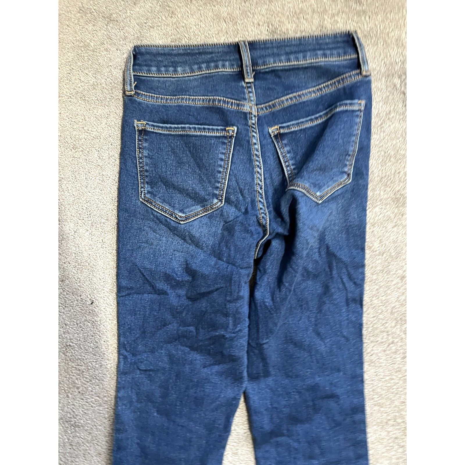 Old Navy Old Navy Womens Rockstar Super Skinny Jeans Womens Size 0 Regular Solid Raw Hem Blue Slim Denim Jeans Womens Mens Girls Size 25" / US 0 / IT 36 - 4 Thumbnail