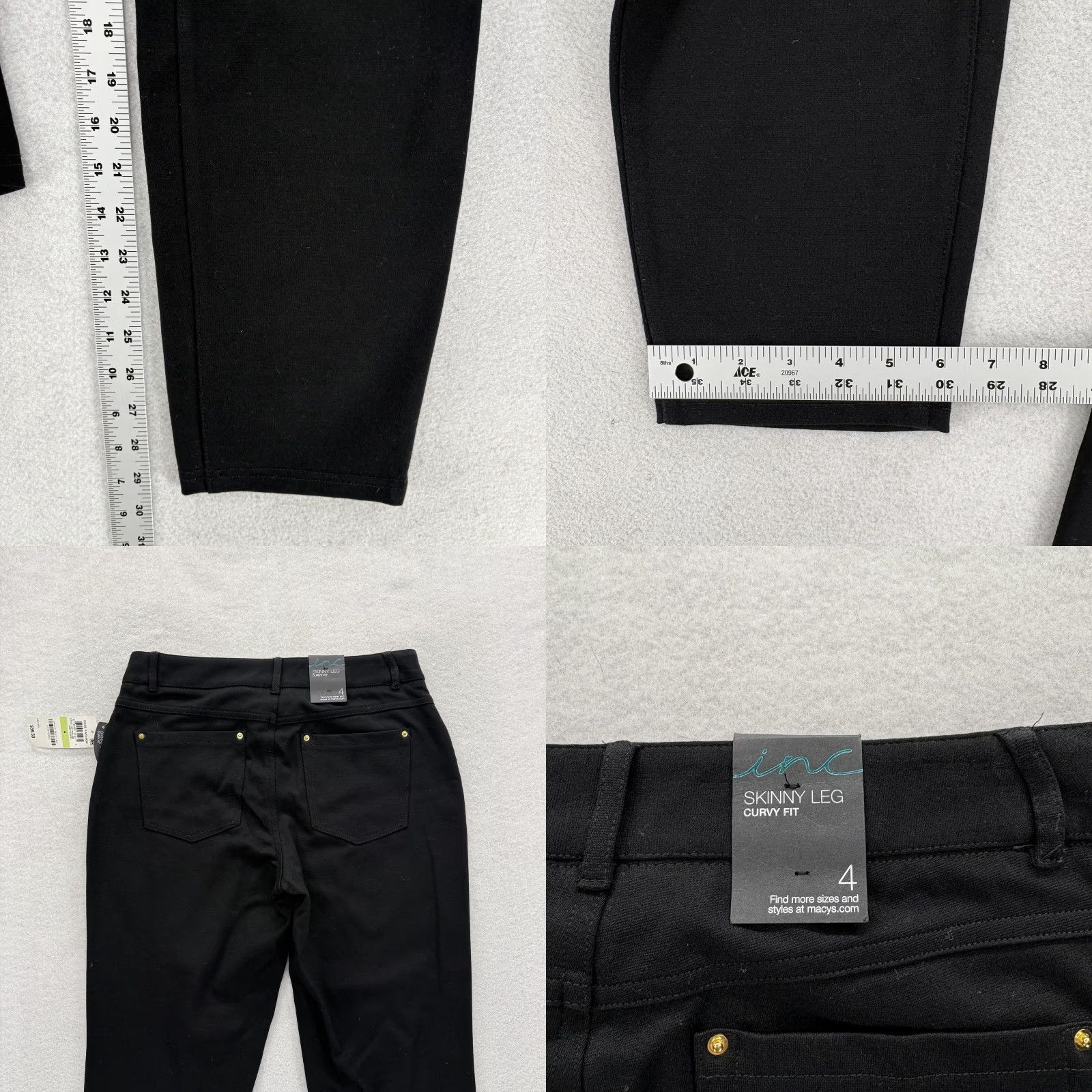 Vintage INC International Concepts Skinny Leg Dress Pants Womens 4 Black Ponte Curvy Fit Pants, Regular, 29in Inseam, Workwear, Business, Casual Women, 4 XS? Size 27" / US 4 / IT 40 - 8 Thumbnail