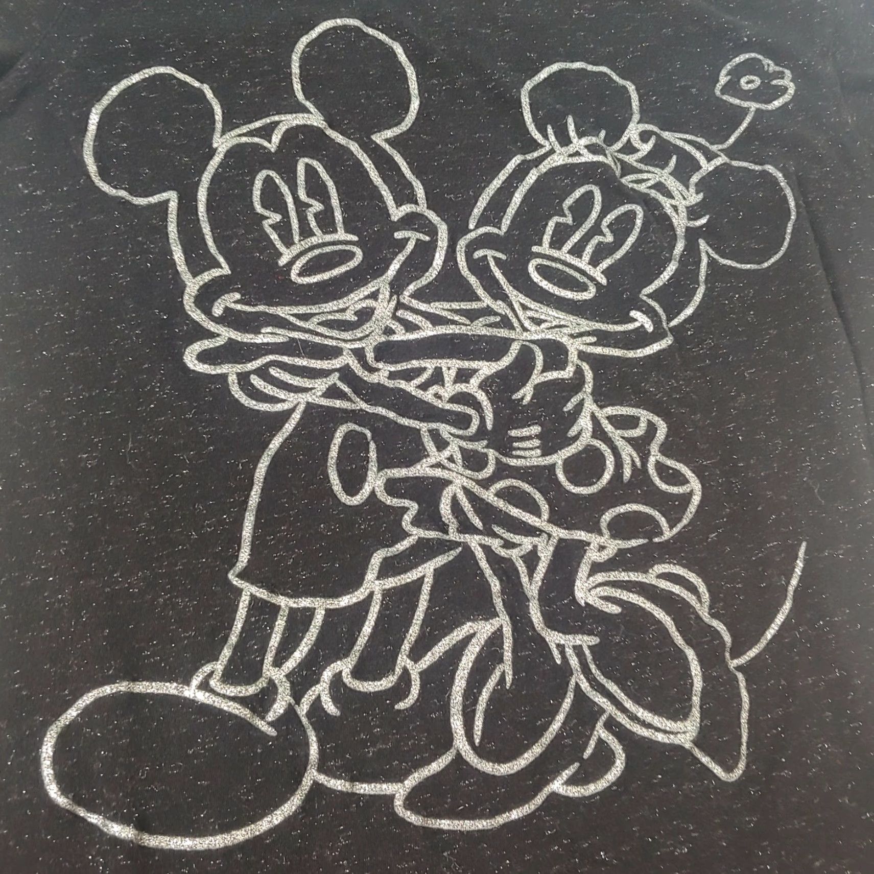 Disney Disney Parks T-Shirt Woman L Black Mickey Mouse Minnie Silver Glitter Cap Sleeve Casual 99% Cotton 1% Lurex Regular Womens Size L / US 10 / IT 46 - 2 Thumbnail