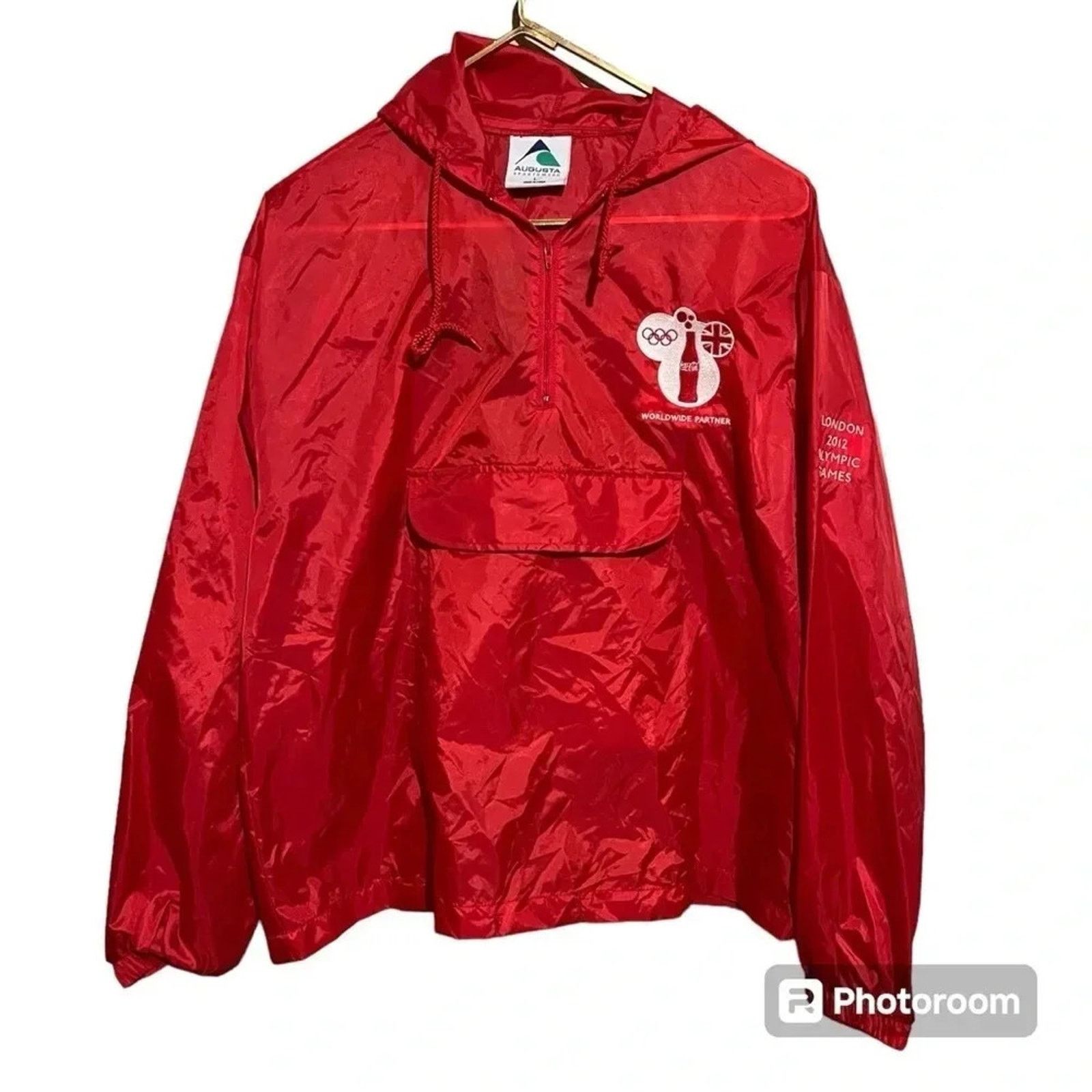 Augusta Sportswear 2012 London Olympics NWT Coca Cola Sz L 1/4 Zip Windbreaker Size L / US 10 / IT 46 - 1 Thumbnail