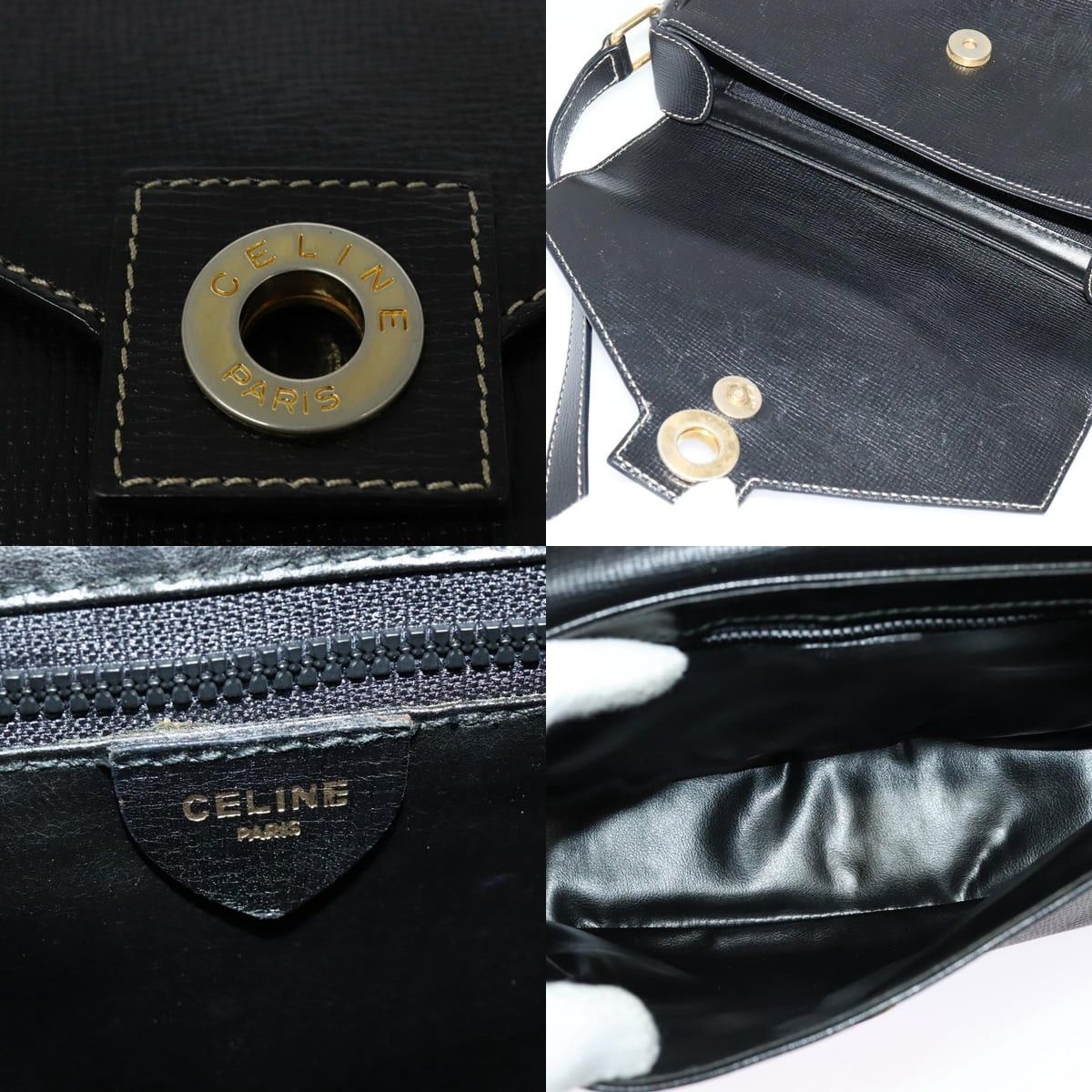 Celine CELINE Shoulder Bag Leather Black Gold Size ONE SIZE - 11 Thumbnail