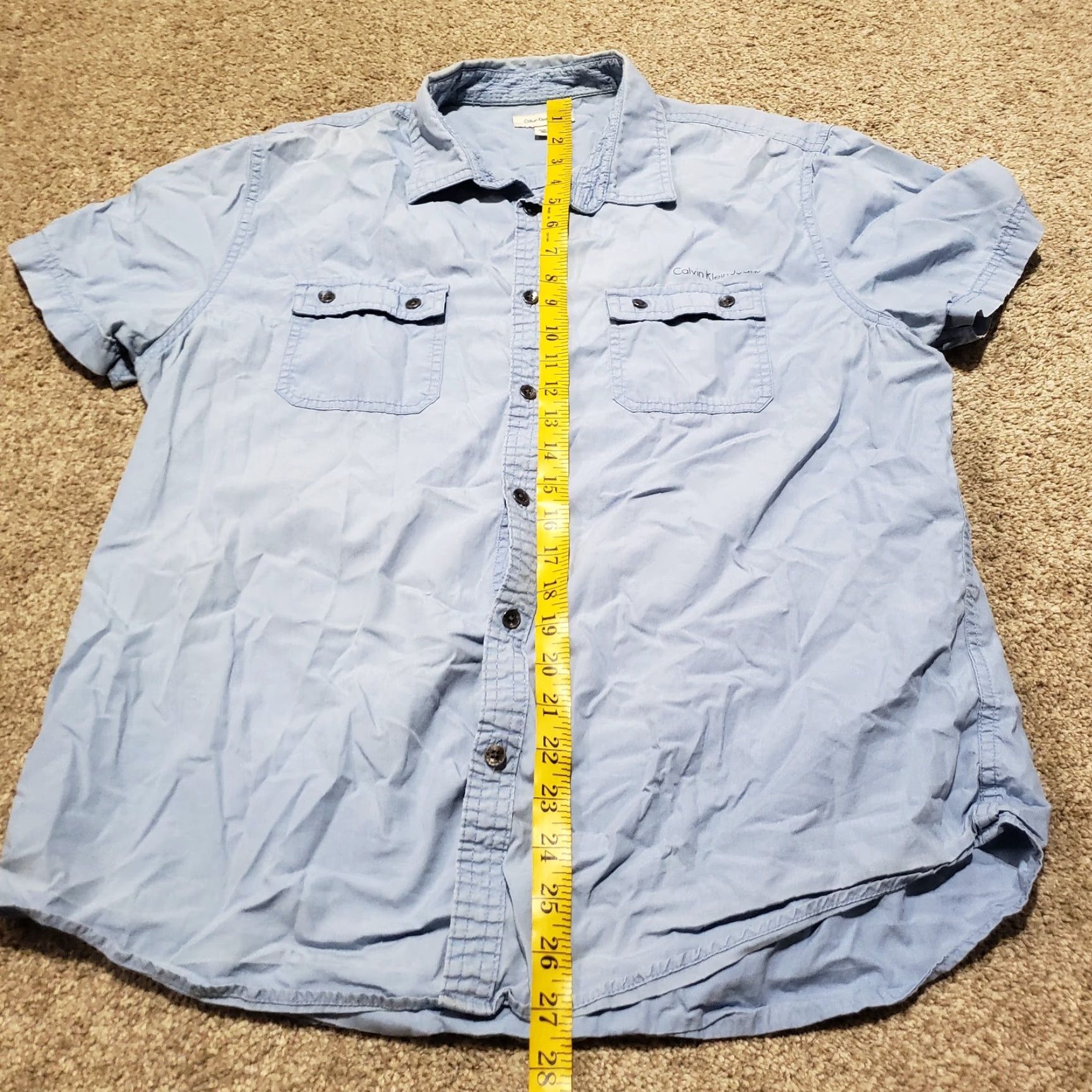 Calvin Klein Calvin Klein Jeans Shirt Blue Short Sleeve Button-Up Pockets Adult Men Large Size US L / EU 52-54 / 3 - 6 Thumbnail