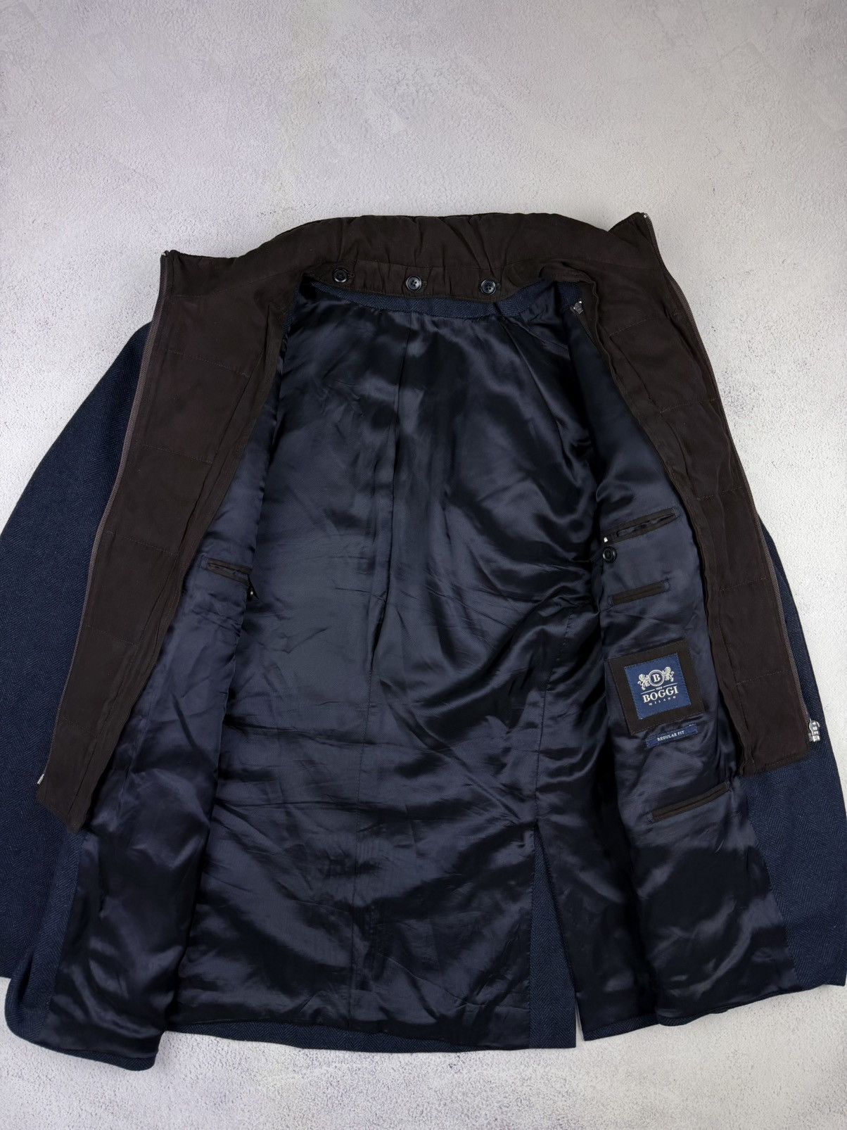 Boggi Boggi Milano Mens Blazer Navy Blue Size 54 Fit Quilted Lined Size 54R - 10 Thumbnail