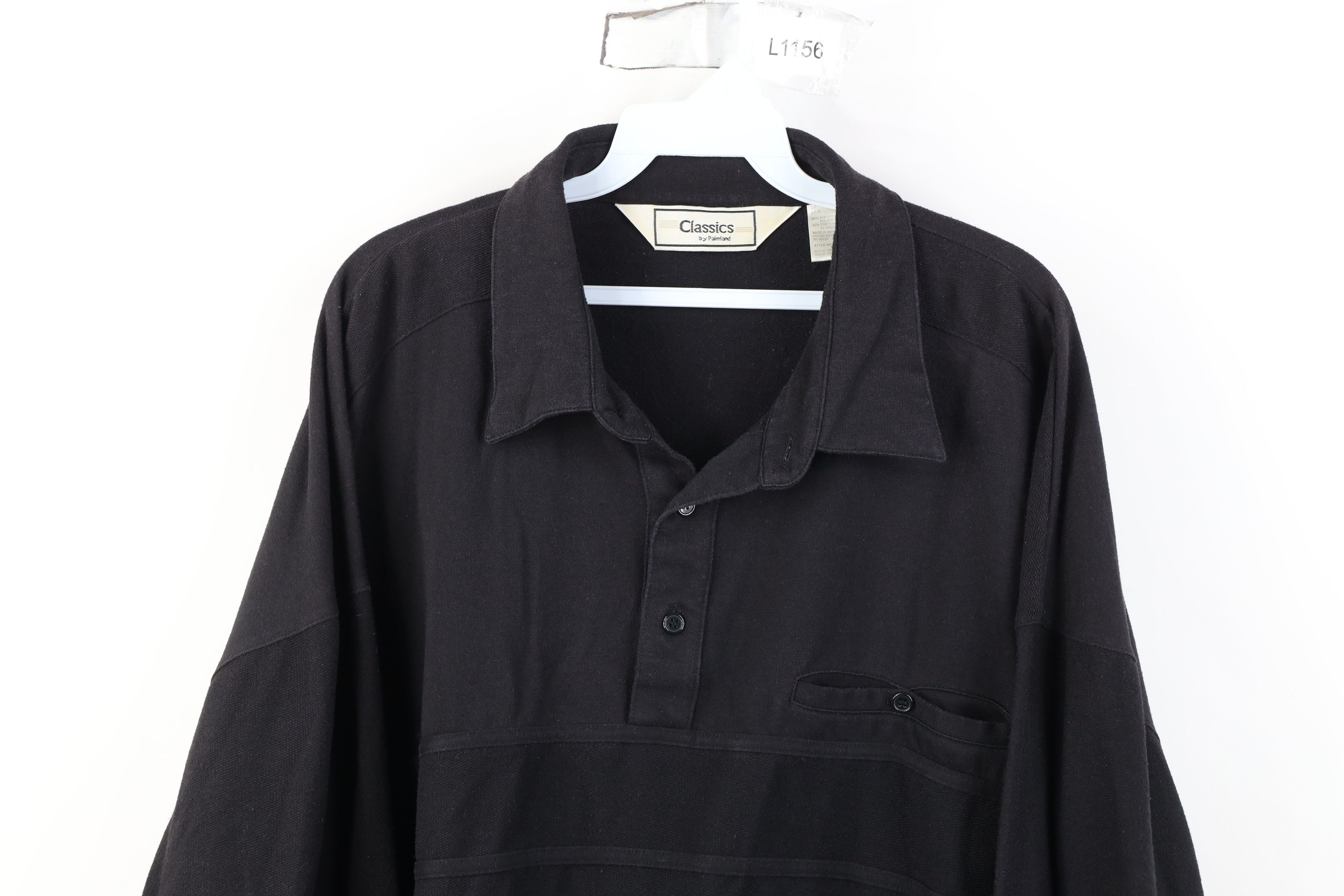 Vintage Vintage 90s Streetwear Long Sleeve Rugby Polo Shirt Black Size US XXL / EU 58 / 5 - 2 Thumbnail