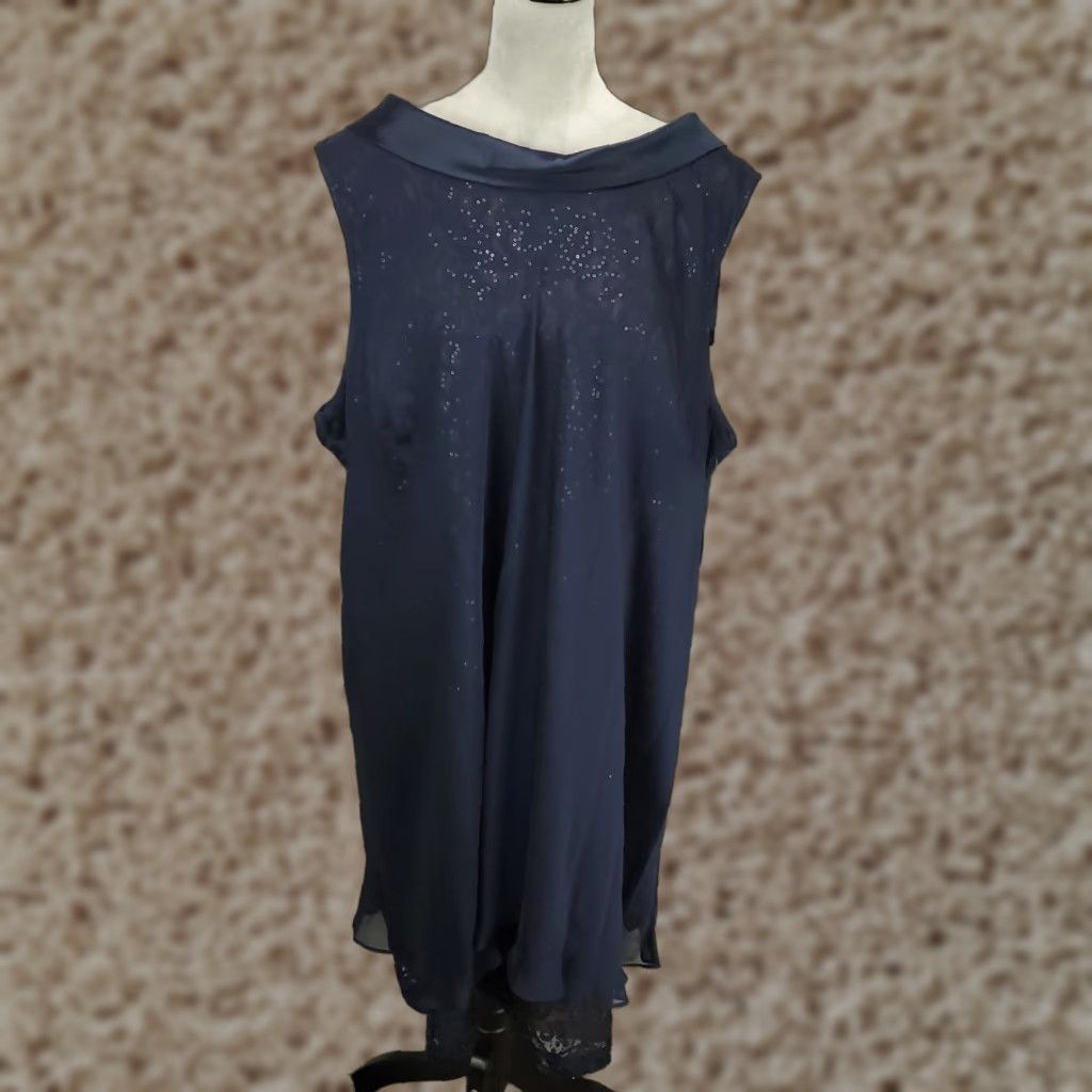 Vintage SLNY Dress Womens 22W Sequin Lace Shimmer Evening Wear Party Cocktail Zip Back Size 3XL / US 20-22 - 1 Thumbnail