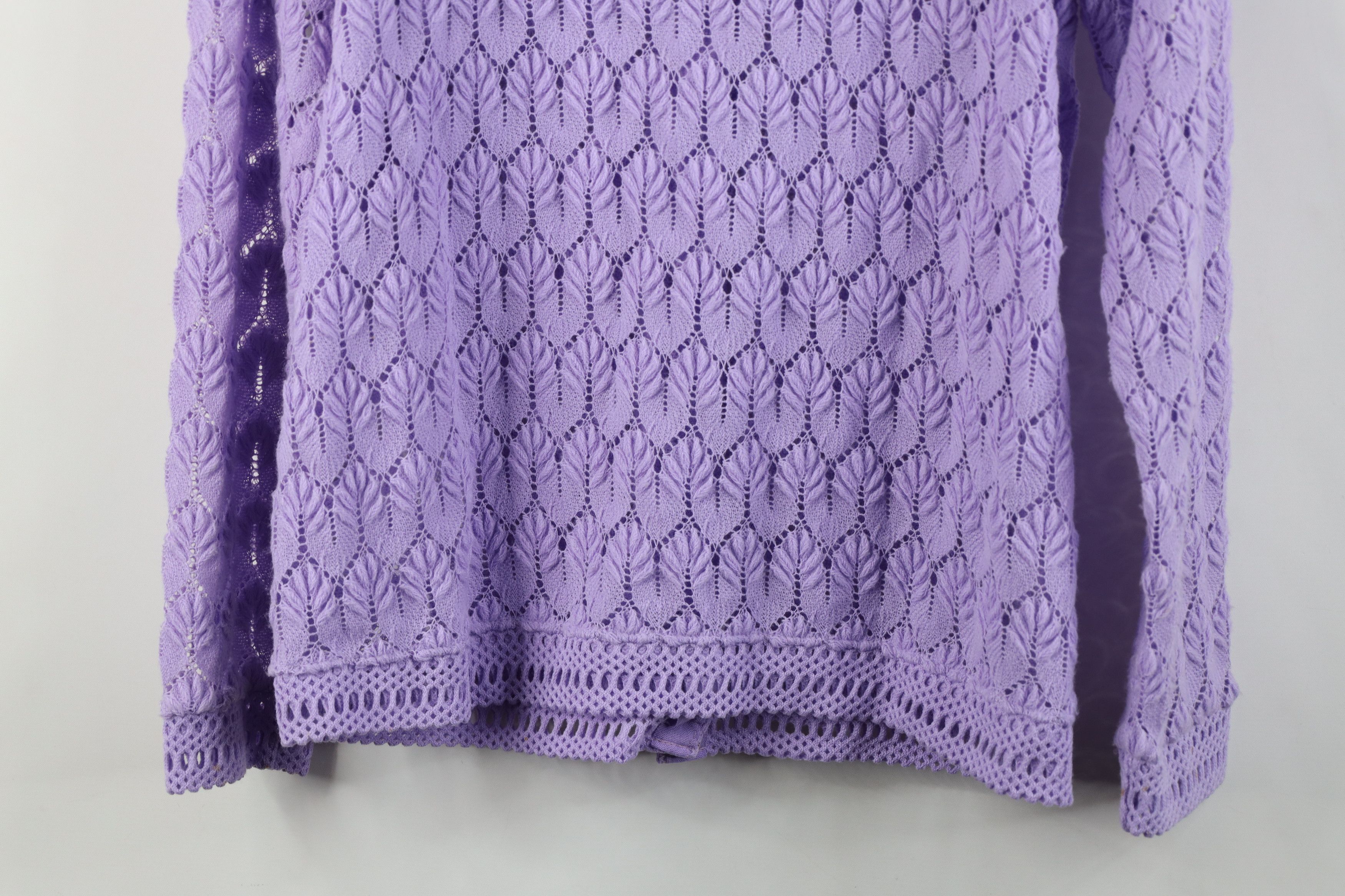 Vintage Vintage 60s Streetwear Crochet Knit Cardigan Sweater Purple Size XS / US 0-2 / IT 36-38 - 11 Thumbnail