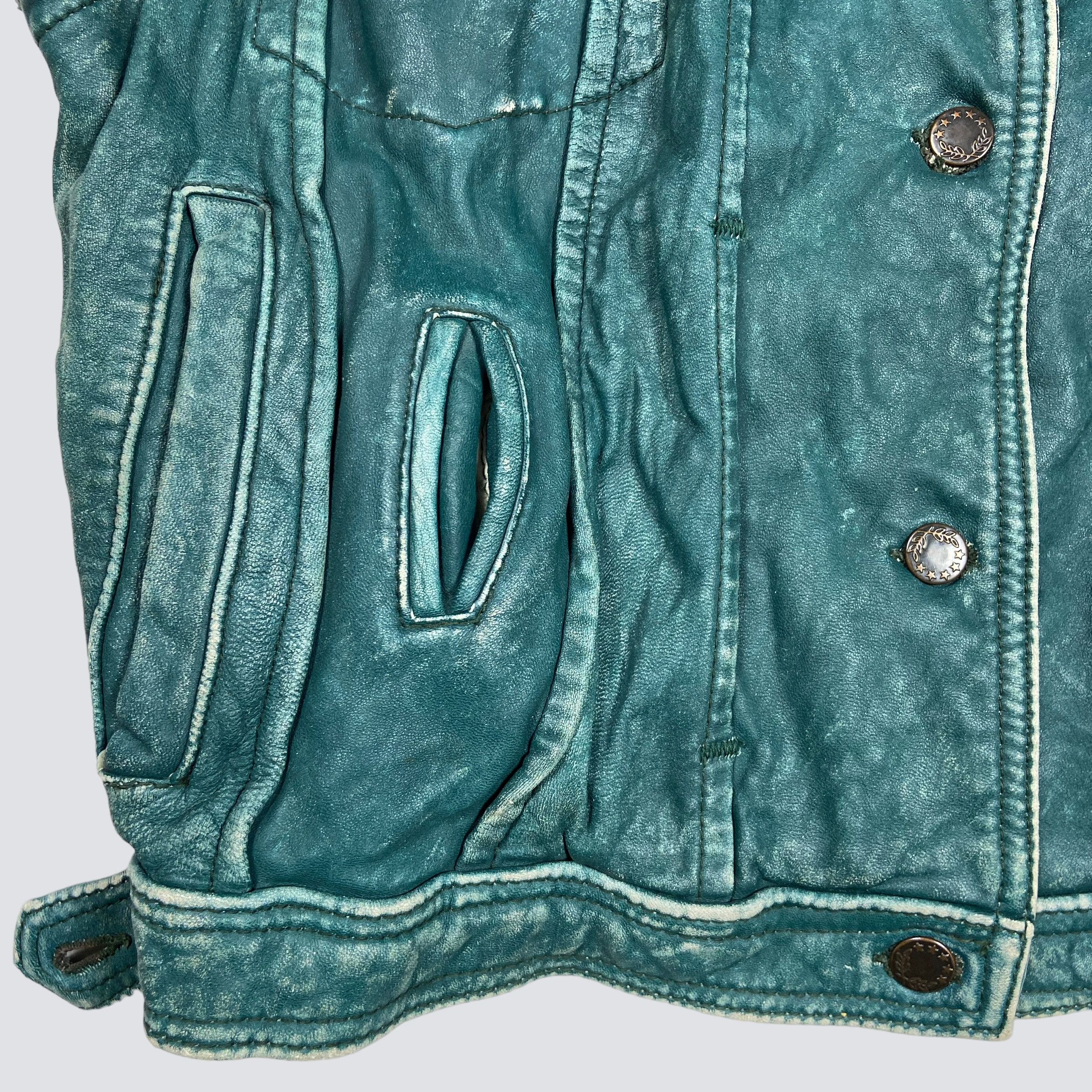 Vintage 1970s RETRO PUNK FADED DISTRESSED LEATHER MINT VEST - № 2109 Size US L / EU 52-54 / 3 - 6 Thumbnail
