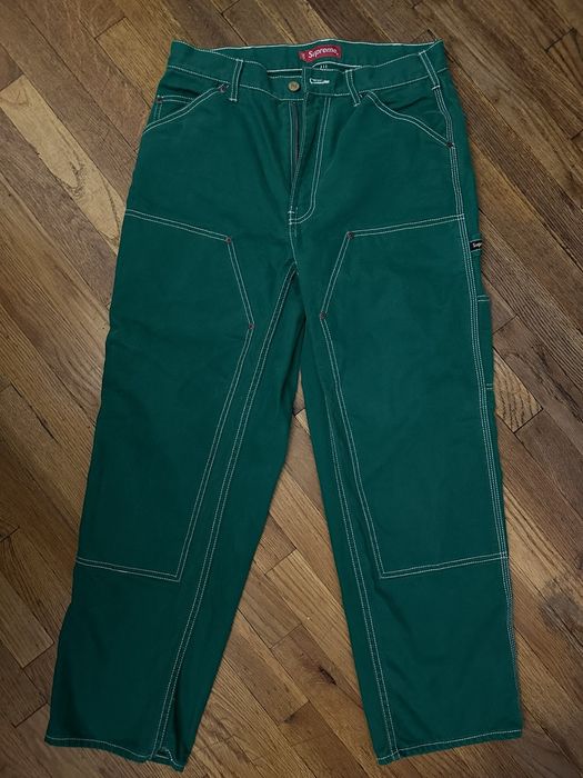 Supreme Green supreme double knee pants | Grailed