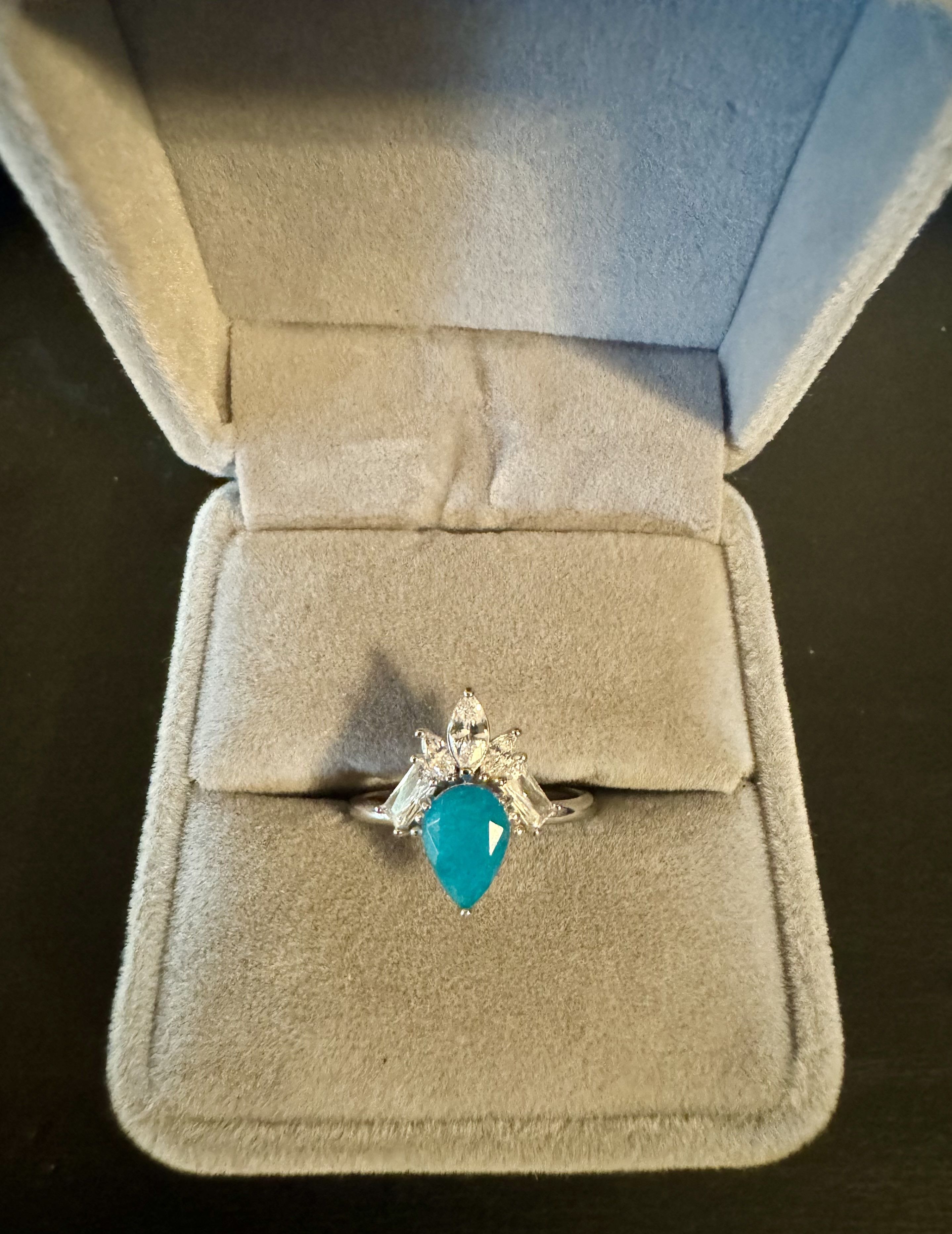 Bomb Party Sterling Silver with Genuine Amazonite Ring Size ONE SIZE - 1 Preview
