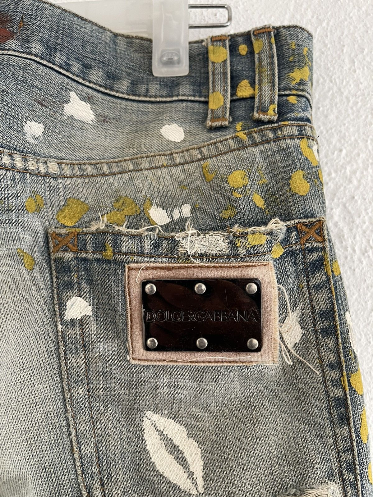 Dolce & Gabbana Dolce Gabbana Metal Logo Plate Paint Denim Pants Size US 34 / EU 50 - 10 Thumbnail