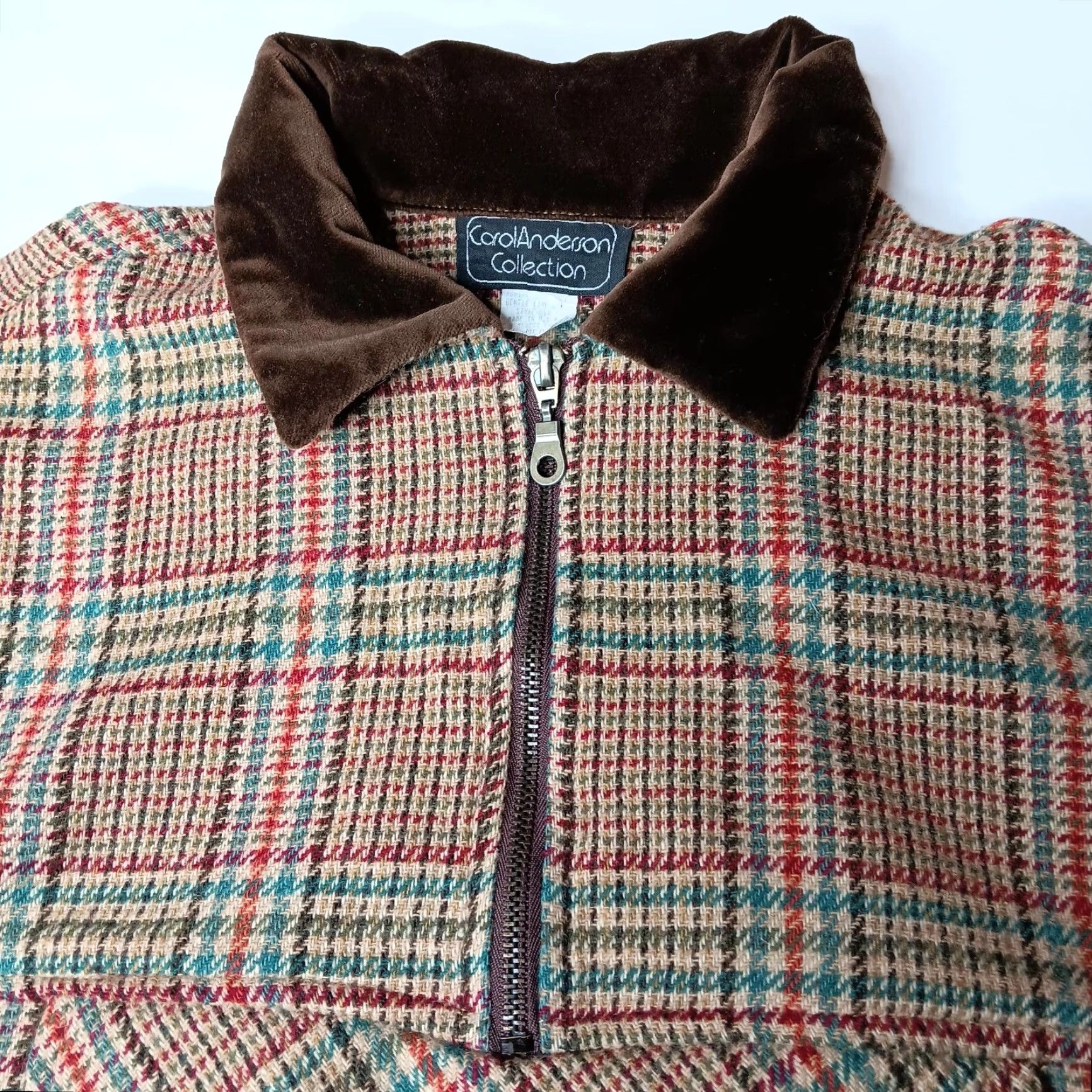 Vintage VINTAGE Carol Little Jacket M Wool Blend Pullover Brown Plaid 1/4 Zip Academia Womens Size M / US 6-8 / IT 42-44 - 5 Thumbnail