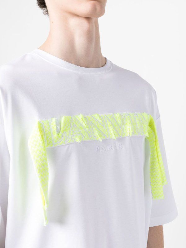 Lanvin o1y0225 Logo Crewneck T-Shirt in White/Yellow Size US M / EU 48-50 / 2 - 2 Thumbnail