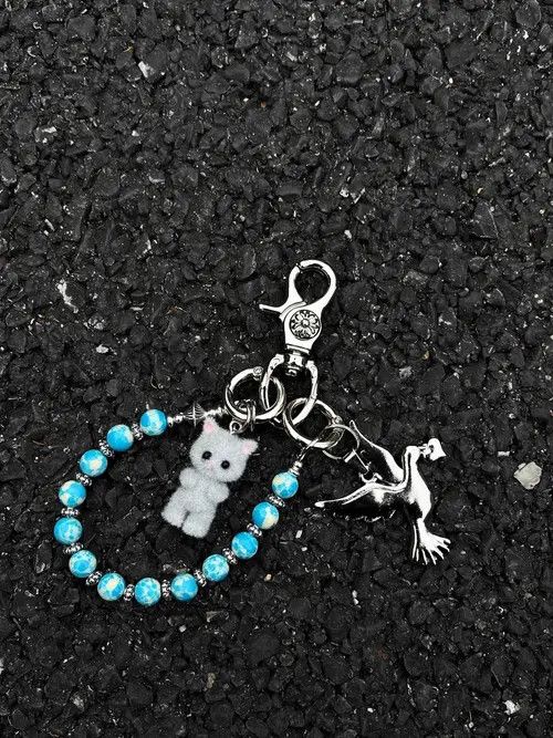 Jewelry Blue Emperor Tinto keychain,Y2K Keychain, Jeans KeyChain Size ONE SIZE - 4 Thumbnail