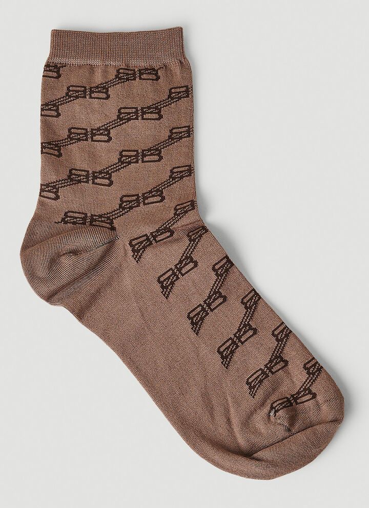 Balenciaga o1mt1gz0724 Size: OS / Monogram Socks in Beige Size ONE SIZE - 1 Thumbnail