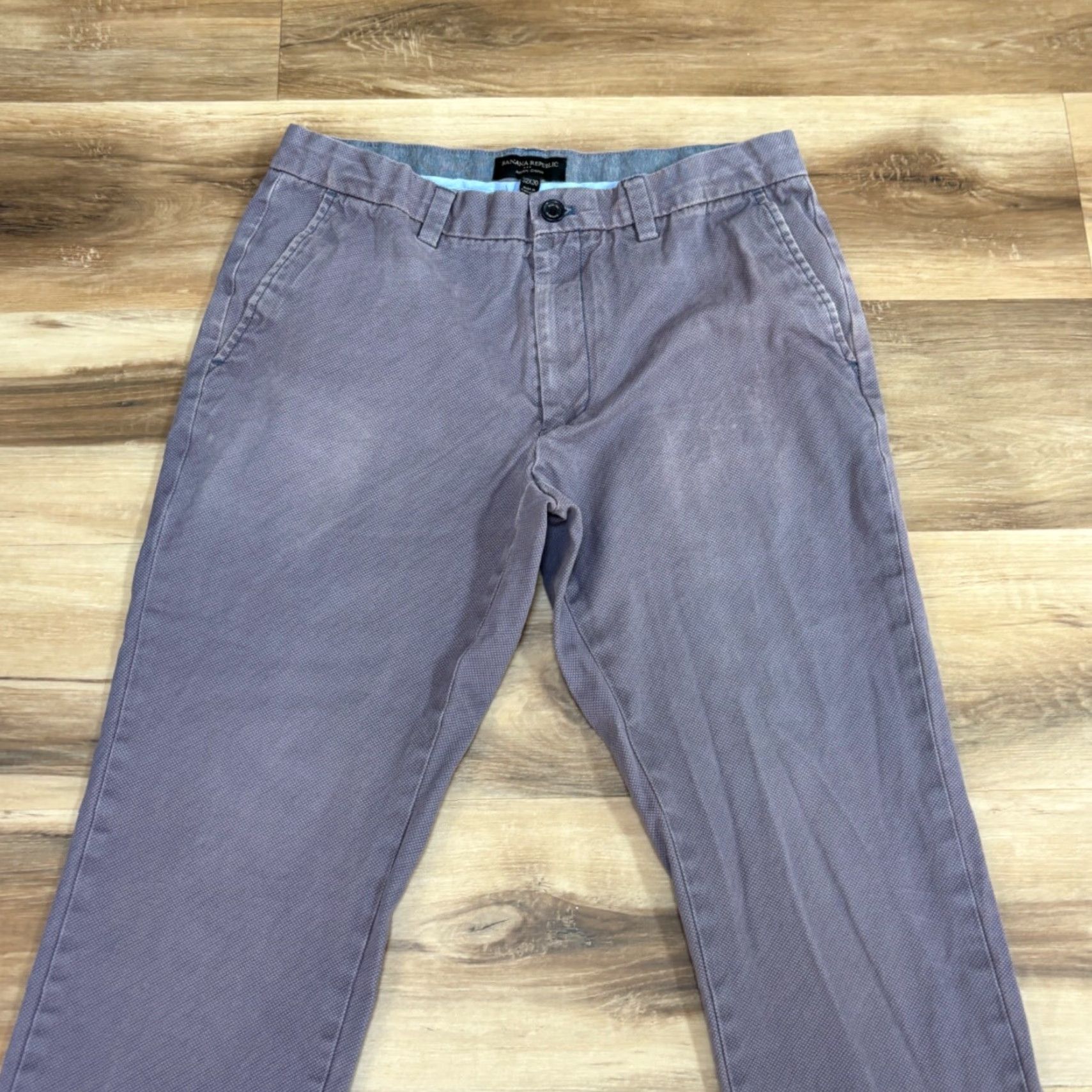 Banana Republic Banana Republic Pants Mens 32 x 28 Aiden Chino 100% Cotton Printed Purple Geometric Canvas Regular Flat Front Zip Size US 32 / EU 48 - 3 Thumbnail