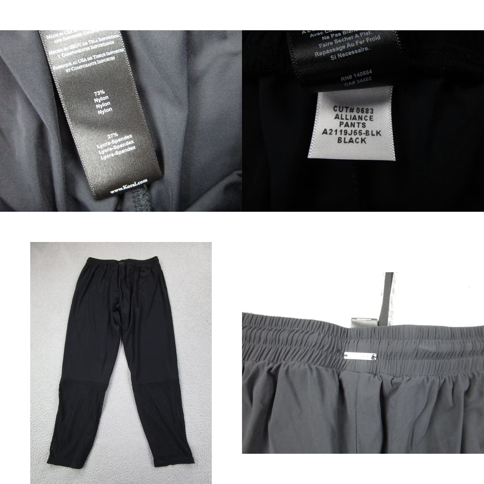 Vintage Koral Pants Womens L Black Jogger Sporty Athletic Alliance Perforated Ankle Nylon Spandex Running Walking Post Workout Size 36" / US 14 / IT 50 - 9 Thumbnail