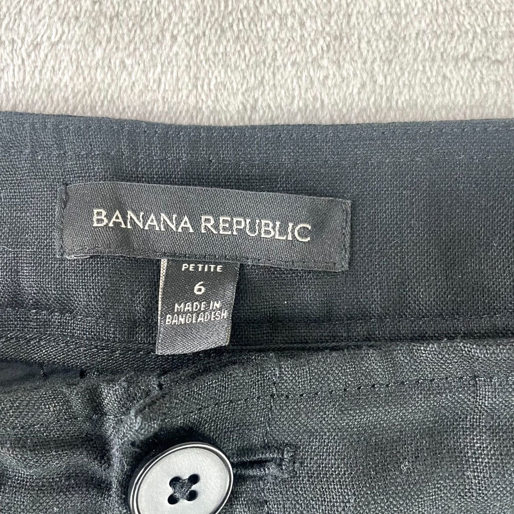Banana Republic Banana Republic Wide Leg 100% Linen Pants Women Petite 6 Black Pleated Summer - Womens Pants, Banana Republic, Wide-Leg, Linen, 6P Size 28" / US 6 / IT 42 - 2 Thumbnail