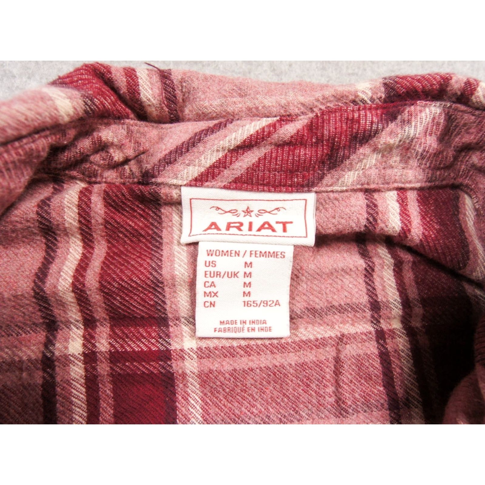 Ariat Ariat Shirt Womens Medium Pink Flannel Pullover Polo Relaxed Fit Plaid Western Shirt Size M / US 6-8 / IT 42-44 - 6 Thumbnail