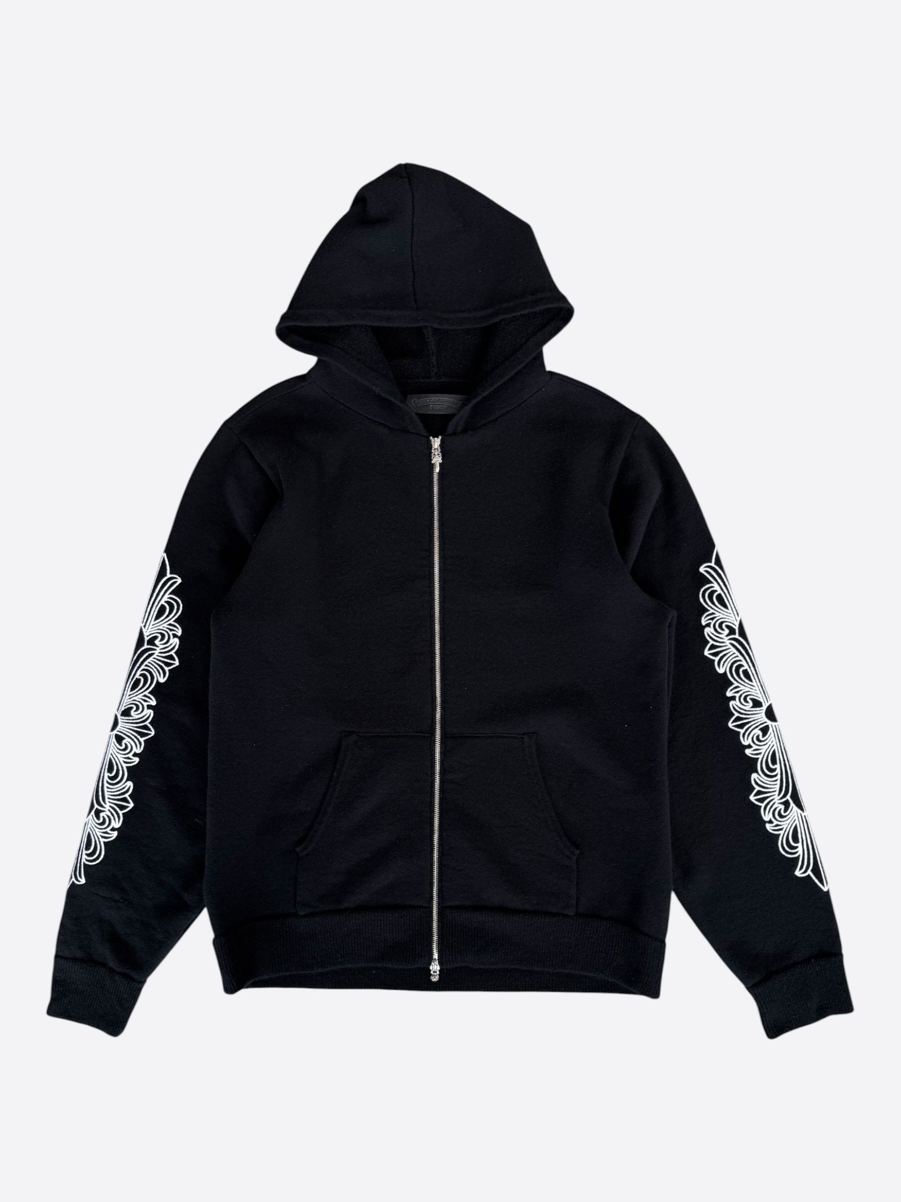 Chrome Hearts Chrome Hearts Black & White Floral Cashmere Zip Up Hoodie Size US L / EU 52-54 / 3 - 1 Thumbnail