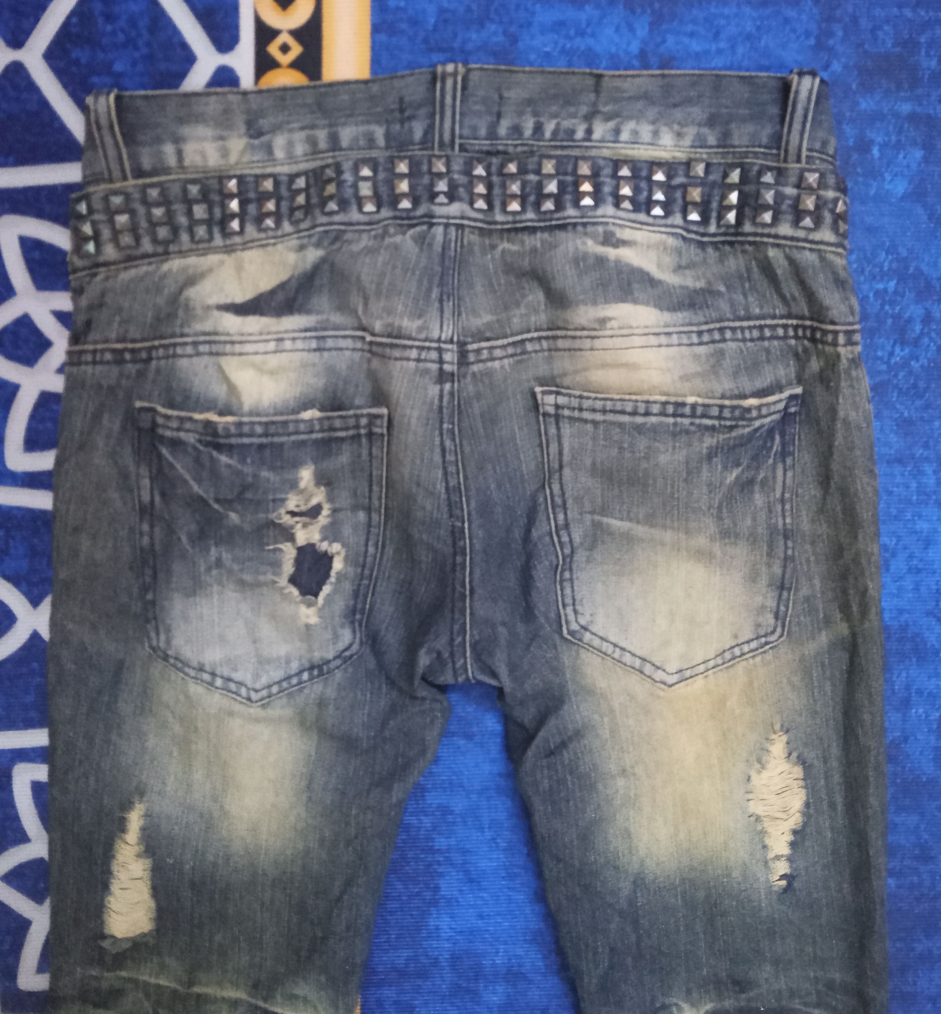 Japanese Brand Black Baccara Mud Style Distressed With Studded Flare Jeans Size US 32 / EU 48 - 11 Thumbnail