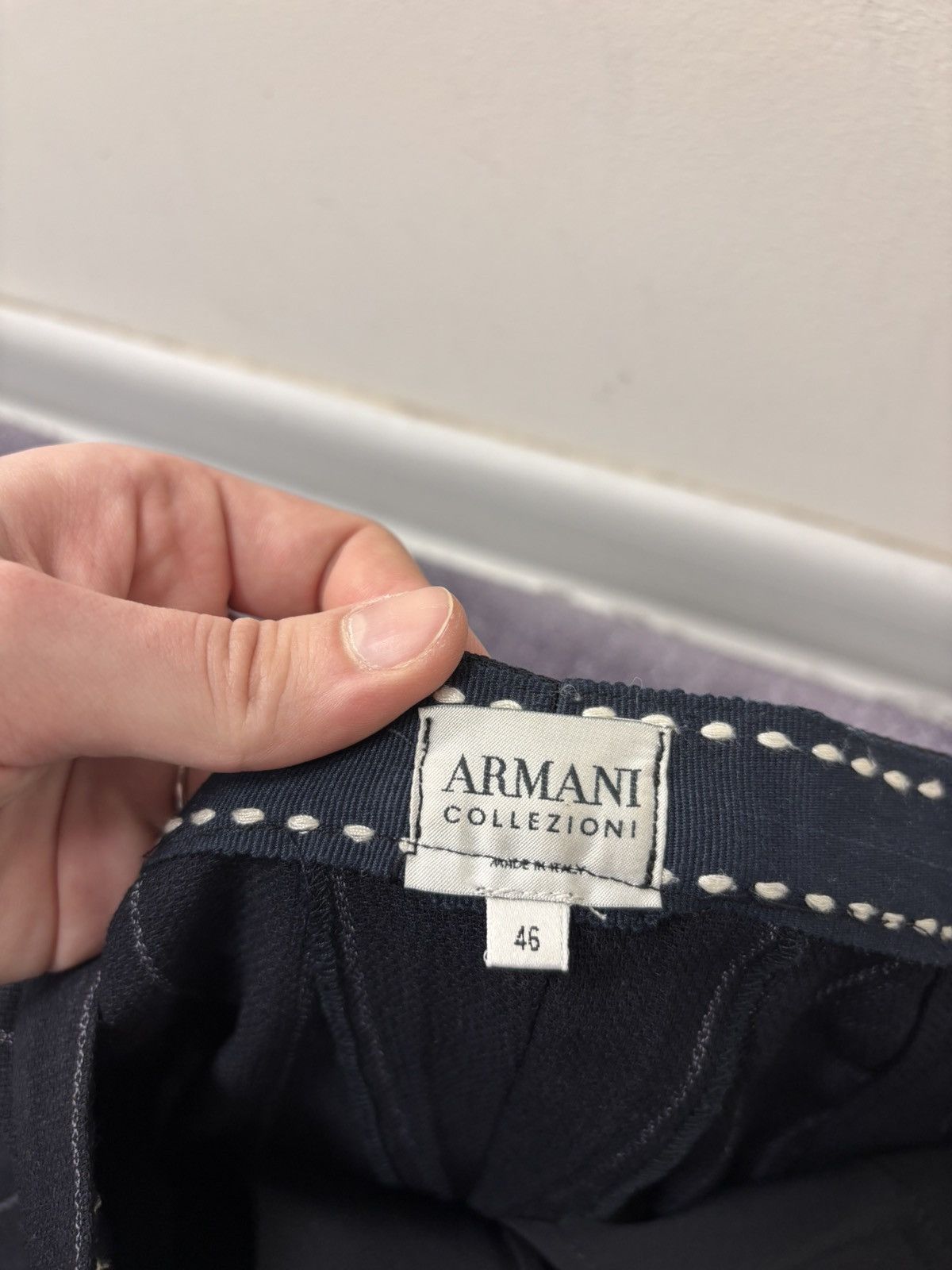 Armani Collezioni Armani Collezioni Women’s Navy Blue Striped Wool Pants Size 32" / US 10 / IT 46 - 10 Thumbnail