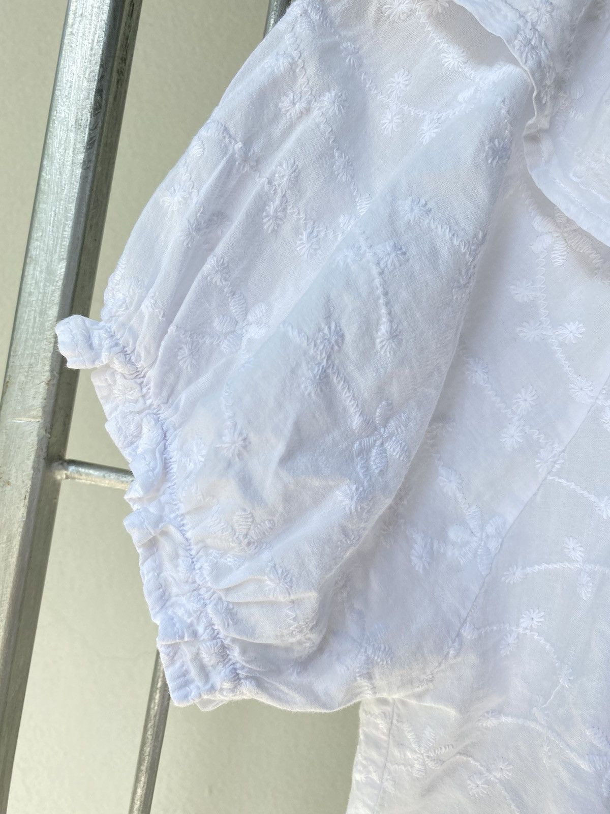 Nina Ricci Ricca ricca White Embroidered Puff Sleeve Blouse Size M / US 6-8 / IT 42-44 - 5 Thumbnail