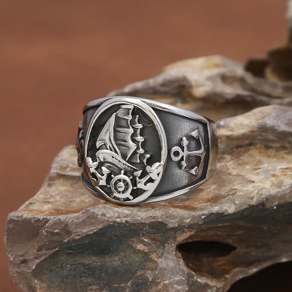 Jewelry Nordic Sailboat Pirate Ring Jewelry Streetwear Fashion Gift Size ONE SIZE - 2 Thumbnail